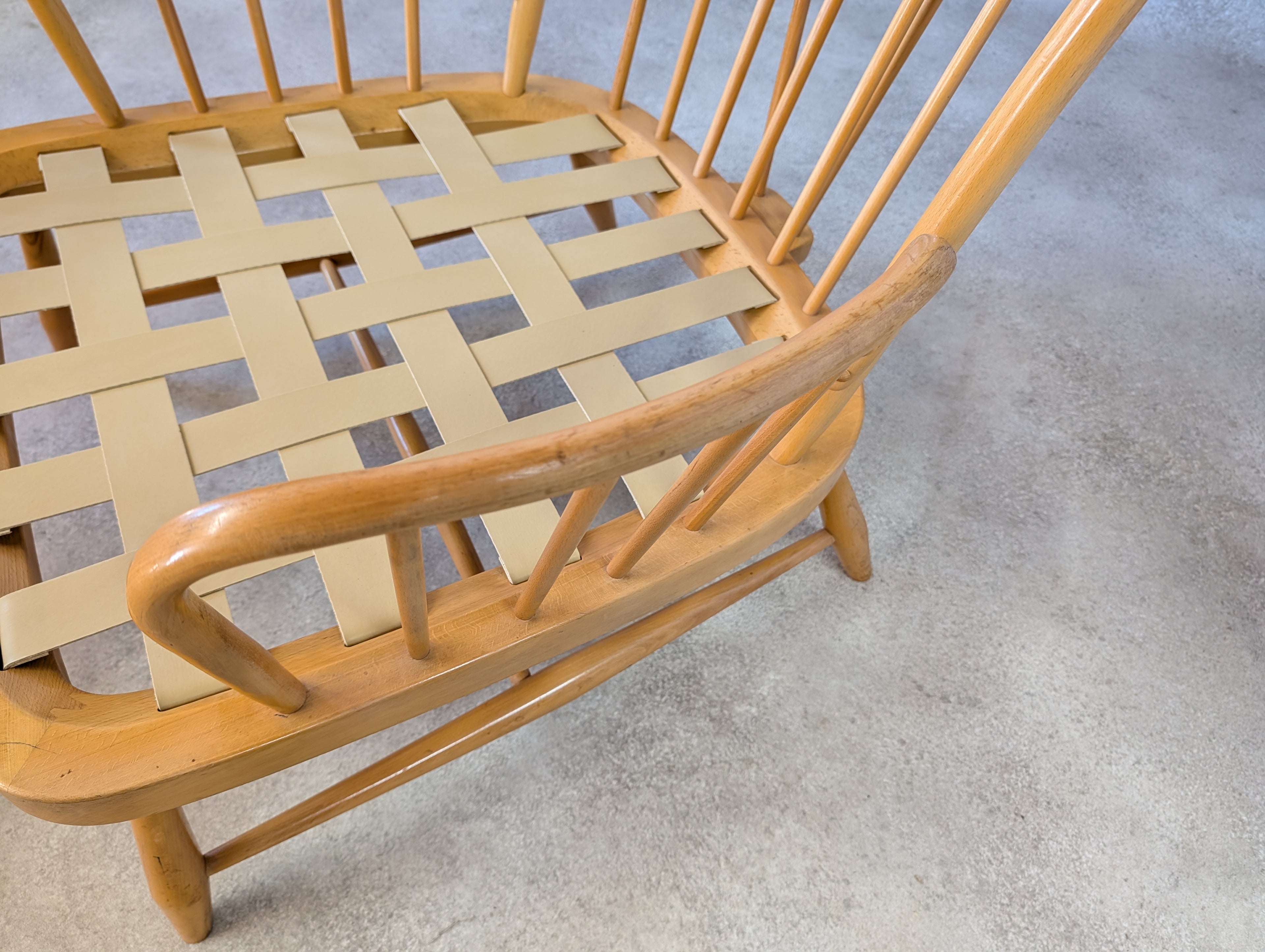 Vintage Ercol 766 Jubilee Blonde Beech Armchair