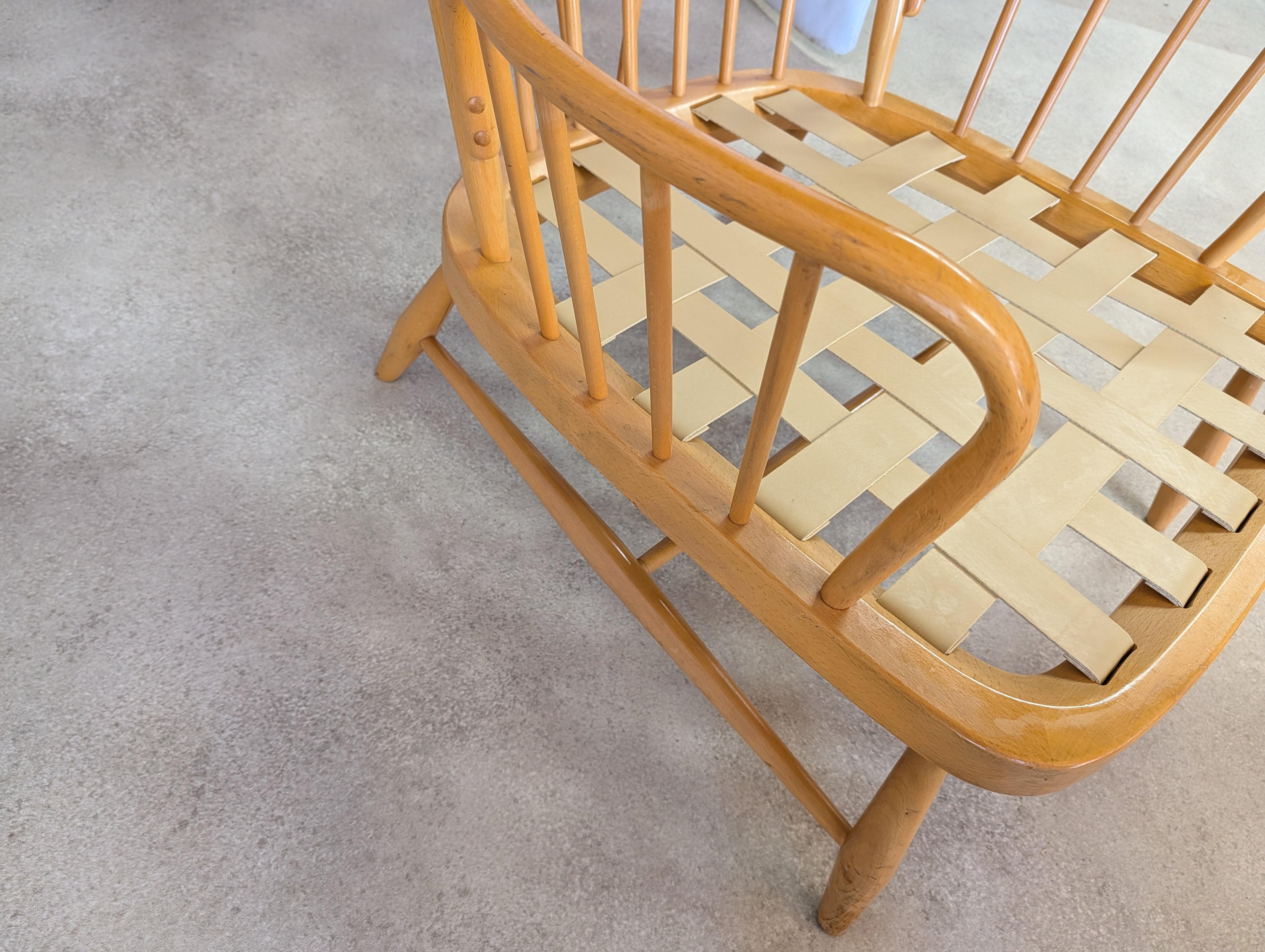 Vintage Ercol 766 Jubilee Blonde Beech Armchair