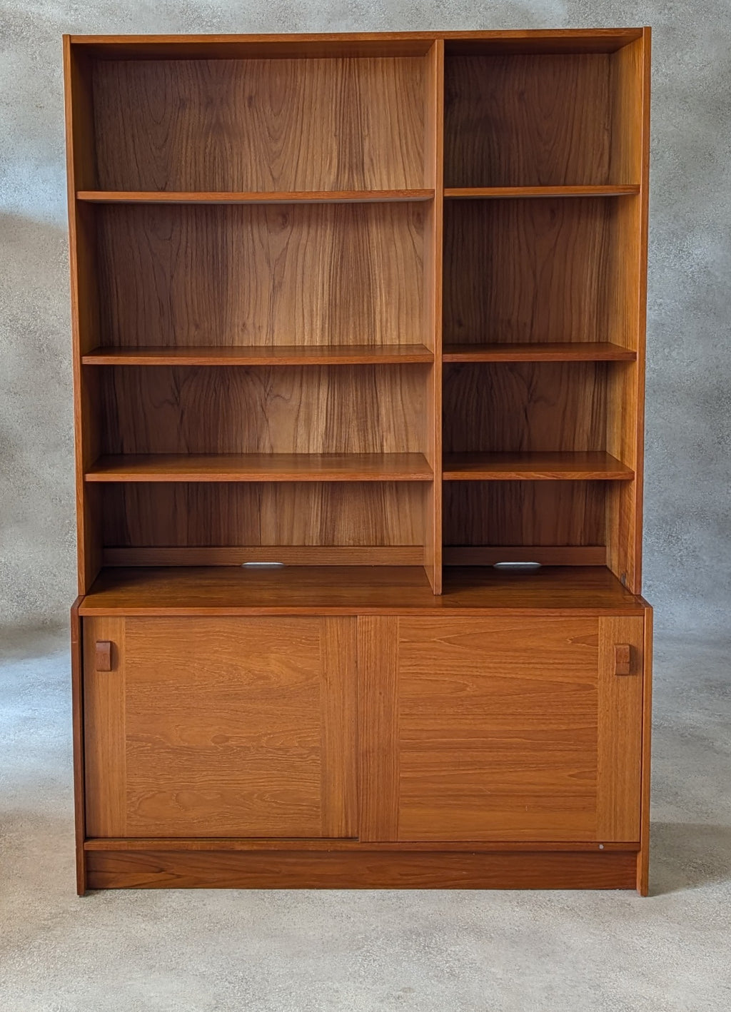 Mid Century Domino Mobler Teak Bookcase - Vintage Danish Wall Unit MCM