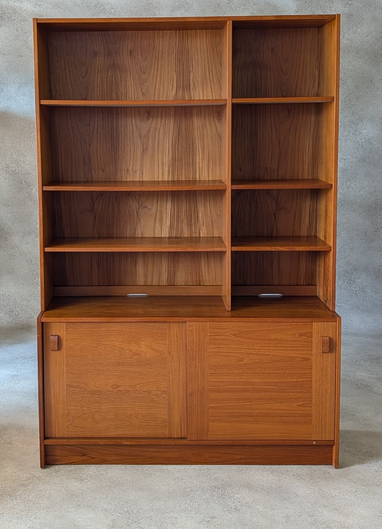 Mid Century Domino Mobler Teak Bookcase - Vintage Danish Wall Unit MCM