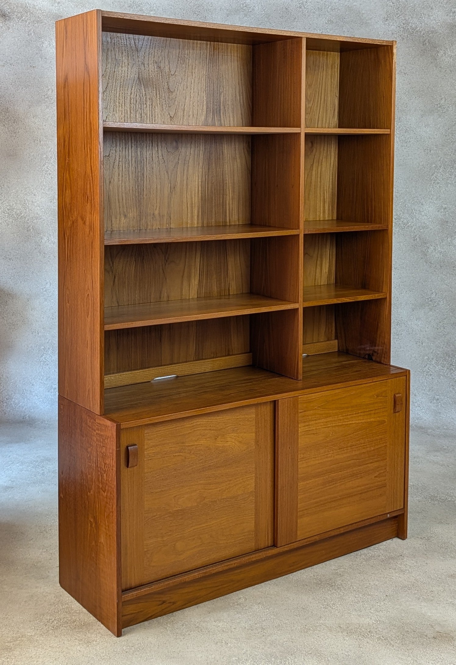 Mid Century Domino Mobler Teak Bookcase - Vintage Danish Wall Unit MCM