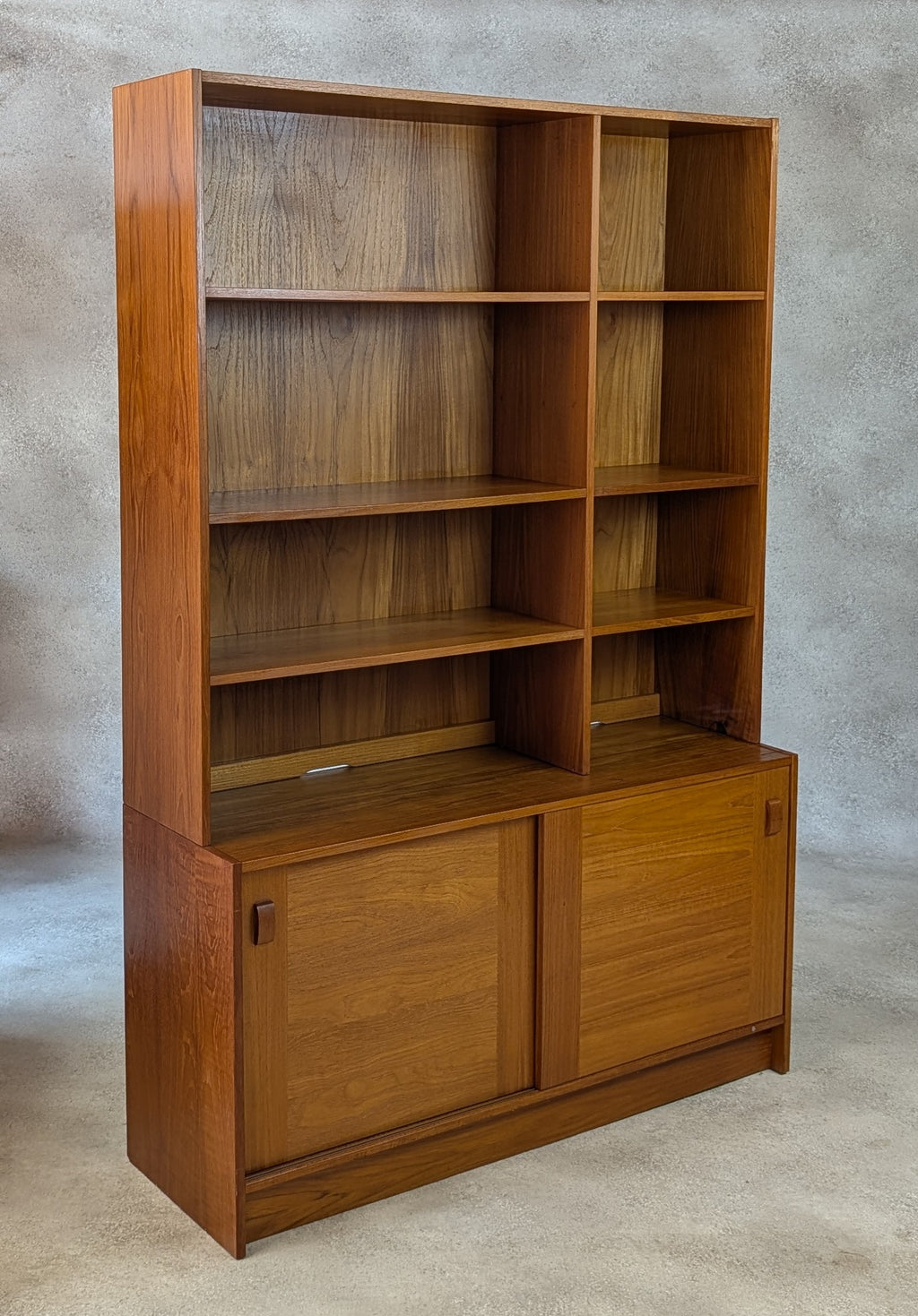 Mid Century Domino Mobler Teak Bookcase - Vintage Danish Wall Unit MCM
