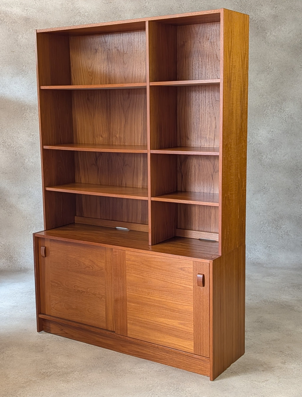 Mid Century Domino Mobler Teak Bookcase - Vintage Danish Wall Unit MCM