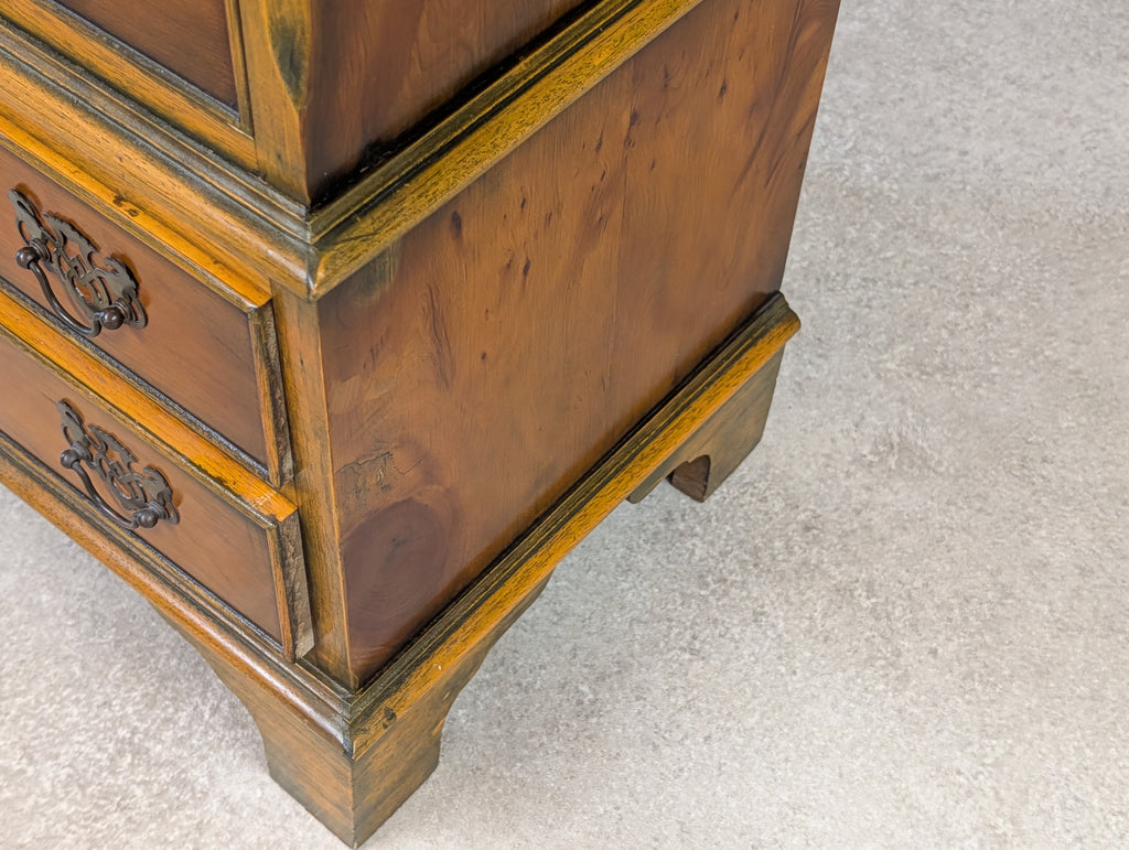 Vintage Georgian Style Yew Wood Miniature Chest on Chest Tallboy - Reproduction