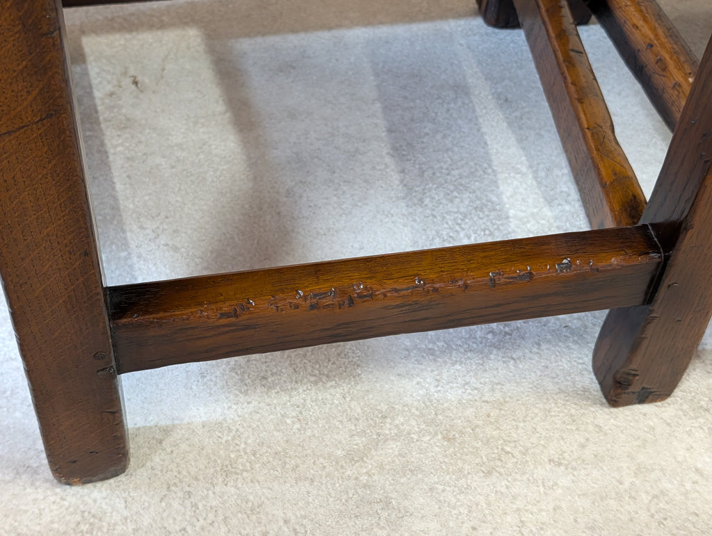 Set Of 6 Vintage Cromwellian Style Oak & Leather Dining Chairs