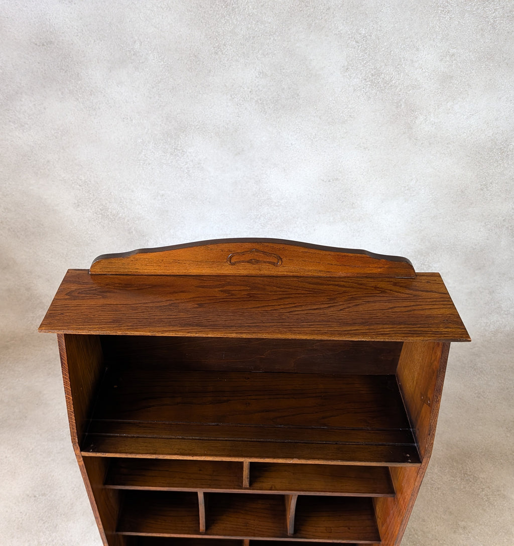 Antique Arts And Crafts Oak Open BookcaseArt Nouveau Liberty Style C.1910