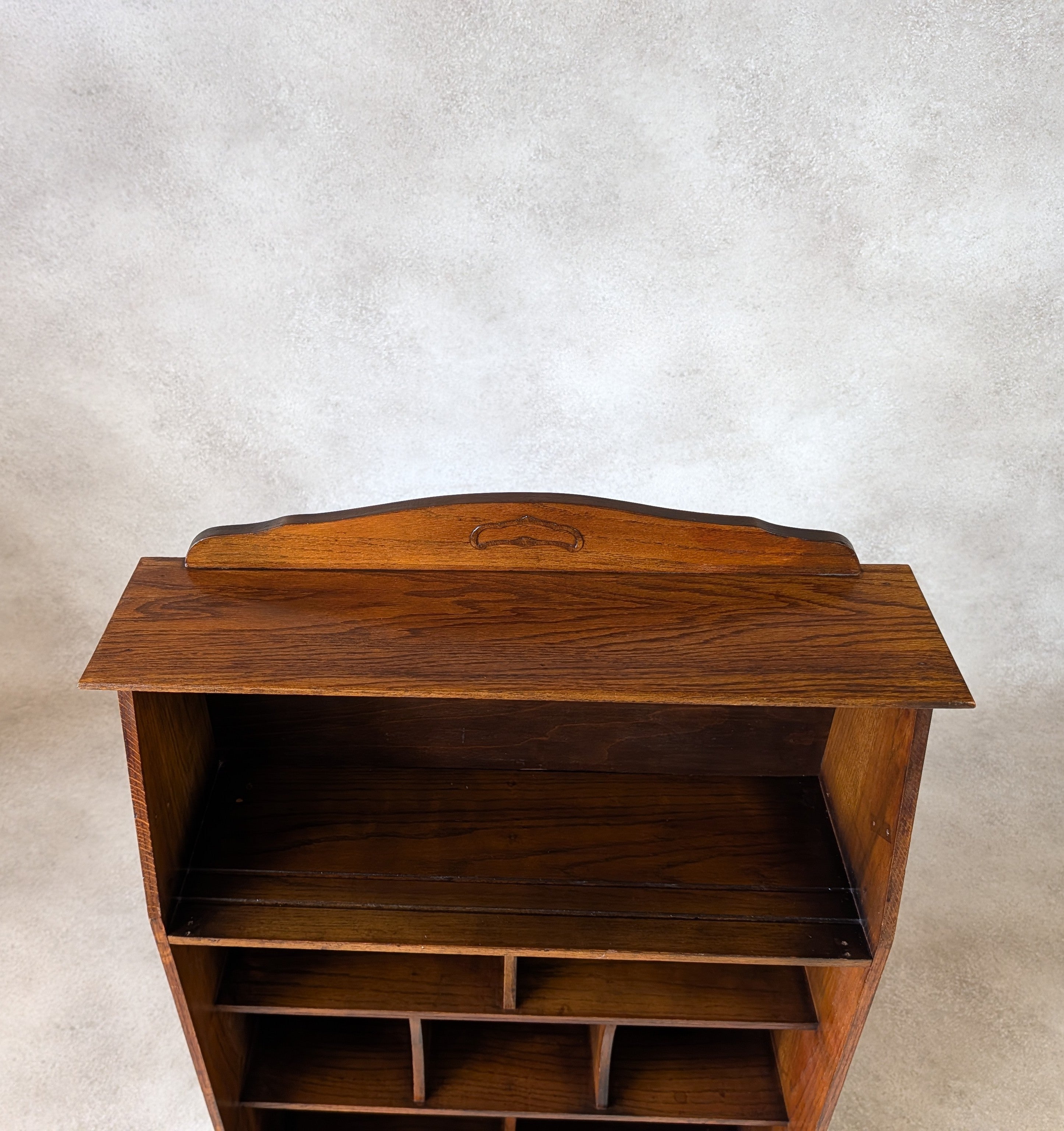 Antique Arts And Crafts Oak Open BookcaseArt Nouveau Liberty Style C.1910