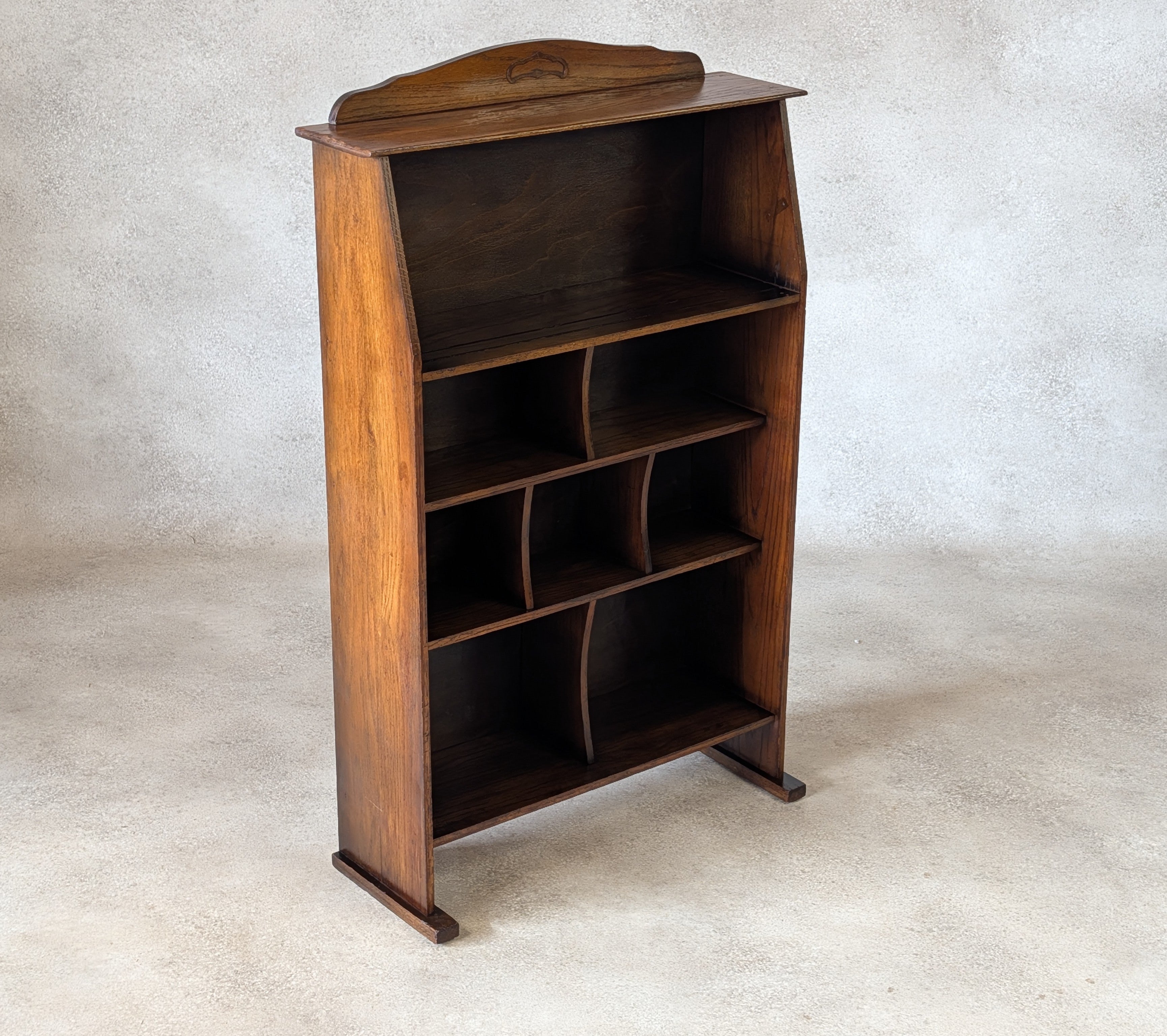 Antique Arts And Crafts Oak Open BookcaseArt Nouveau Liberty Style C.1910