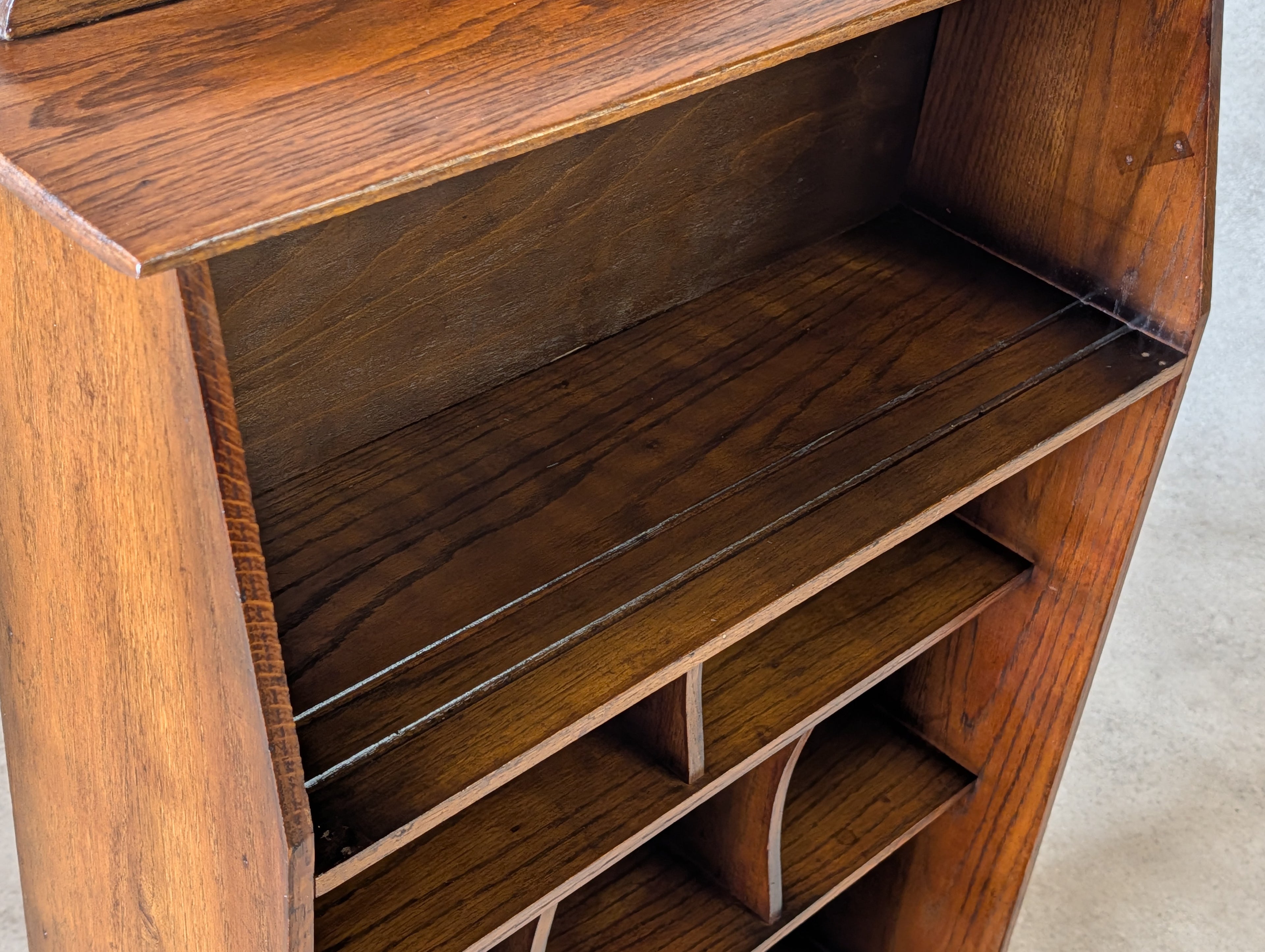 Antique Arts And Crafts Oak Open BookcaseArt Nouveau Liberty Style C.1910