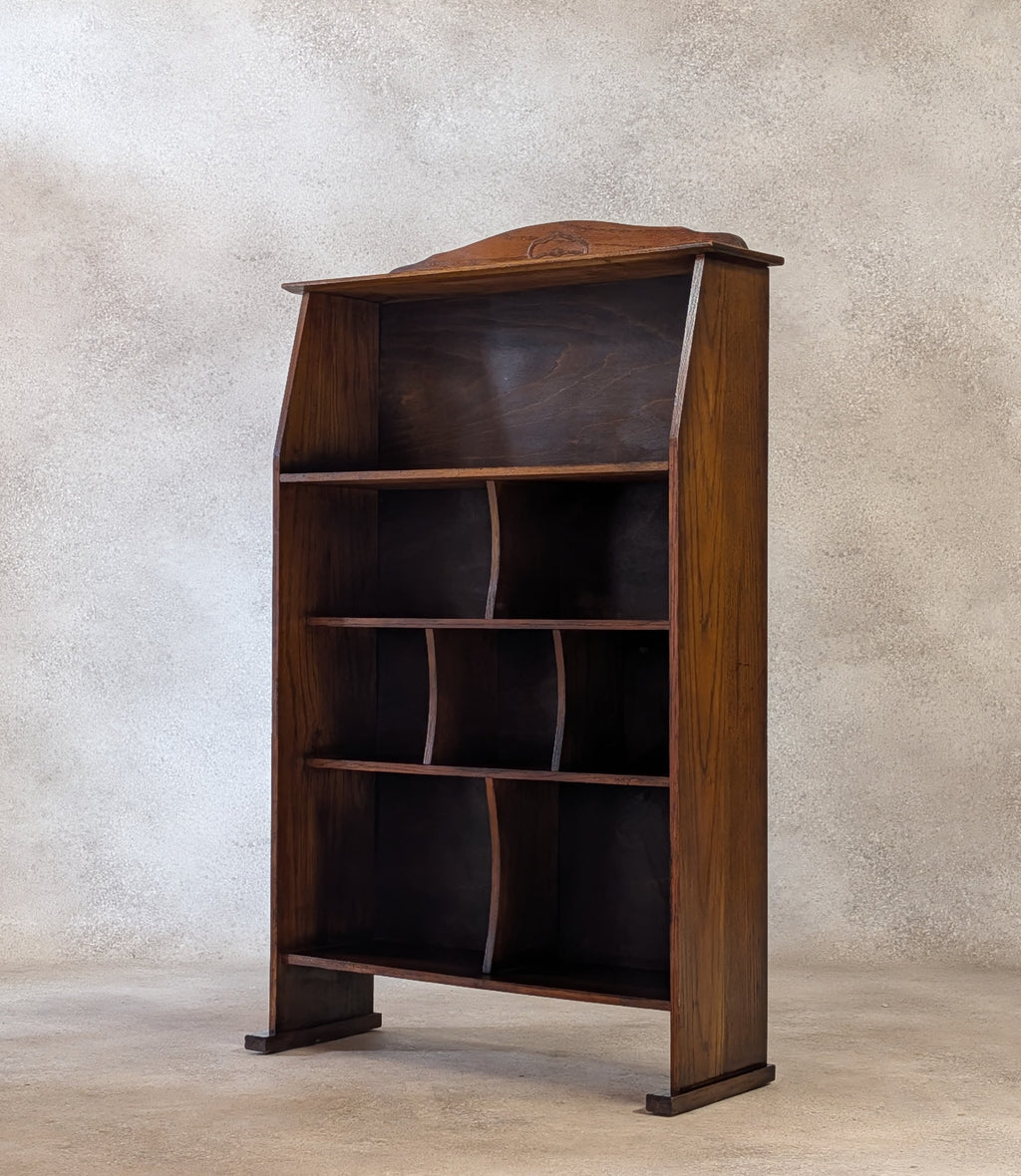 Antique Arts And Crafts Oak Open BookcaseArt Nouveau Liberty Style C.1910