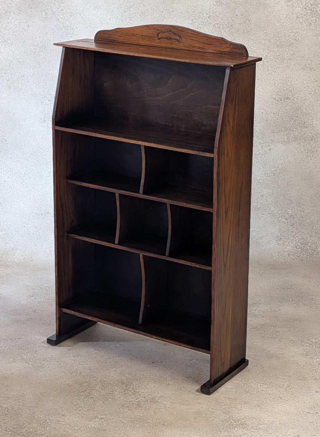 Antique Arts And Crafts Oak Open BookcaseArt Nouveau Liberty Style C.1910