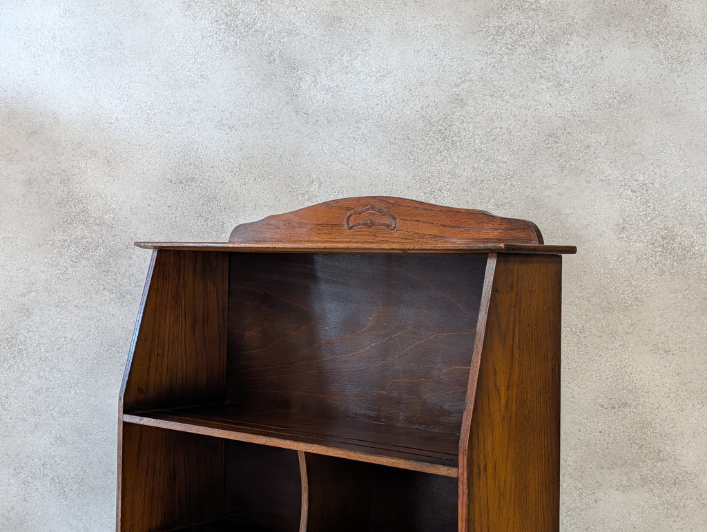 Antique Arts And Crafts Oak Open BookcaseArt Nouveau Liberty Style C.1910