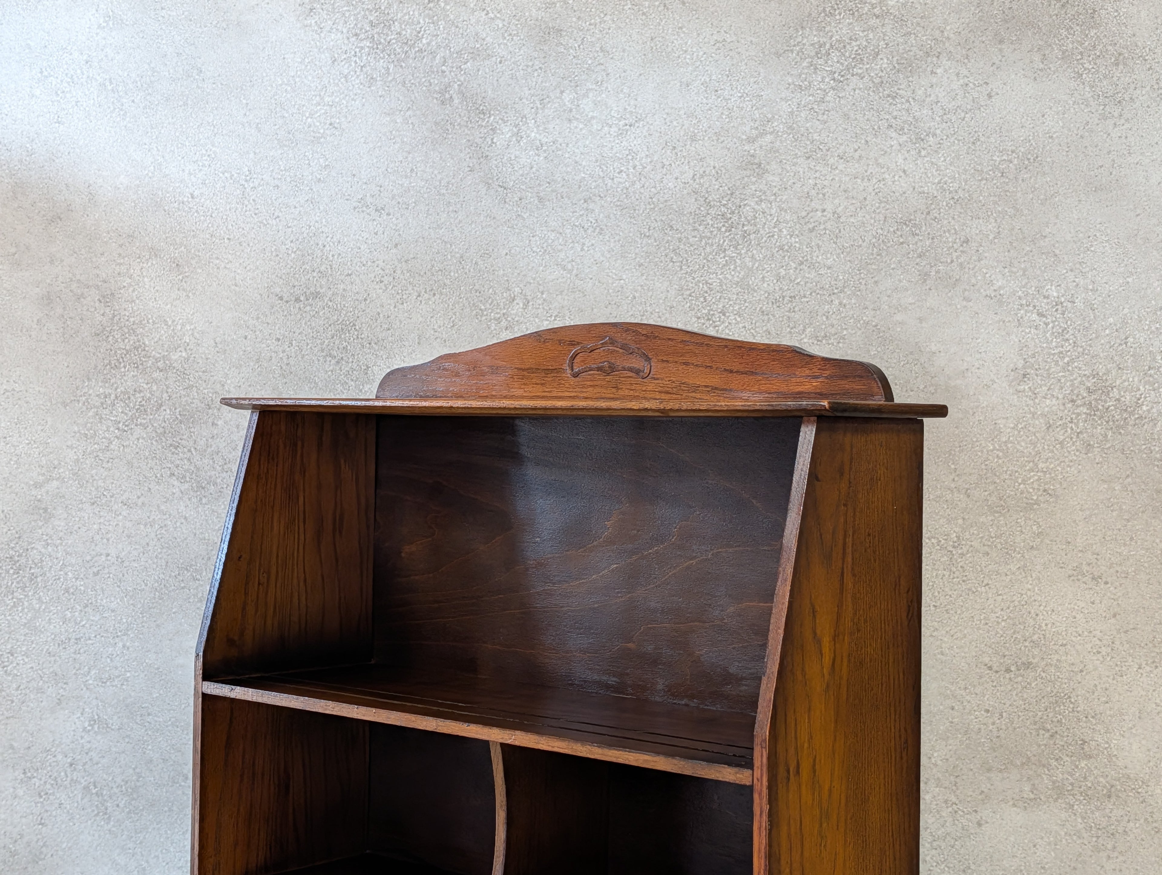 Antique Arts And Crafts Oak Open BookcaseArt Nouveau Liberty Style C.1910