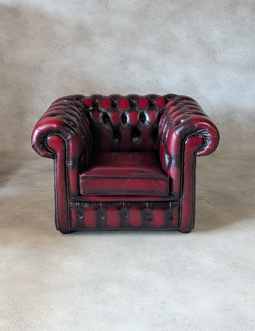 Vintage Oxblood Red Leather Chesterfield Club Chair Armchair