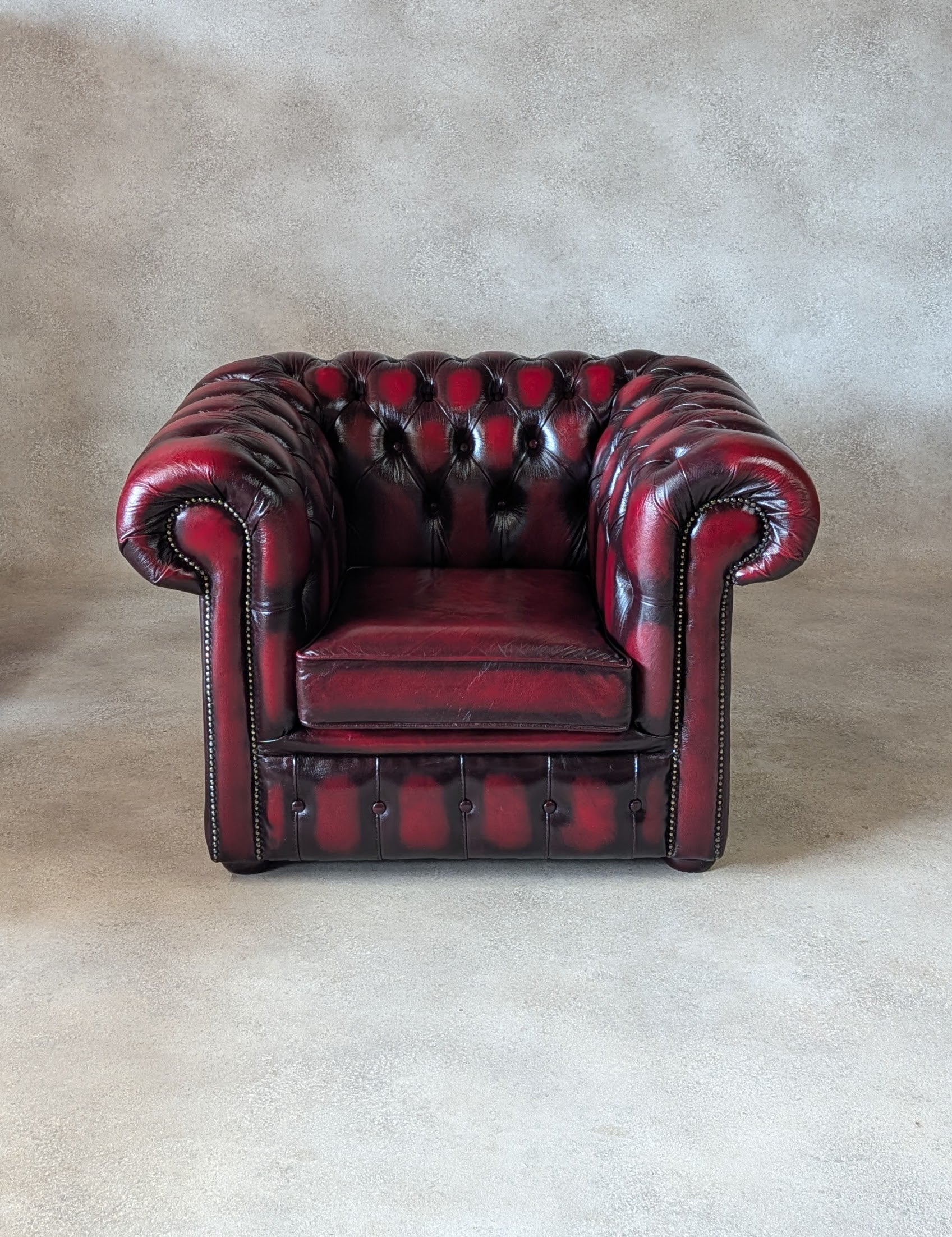 Vintage Oxblood Red Leather Chesterfield Club Chair Armchair