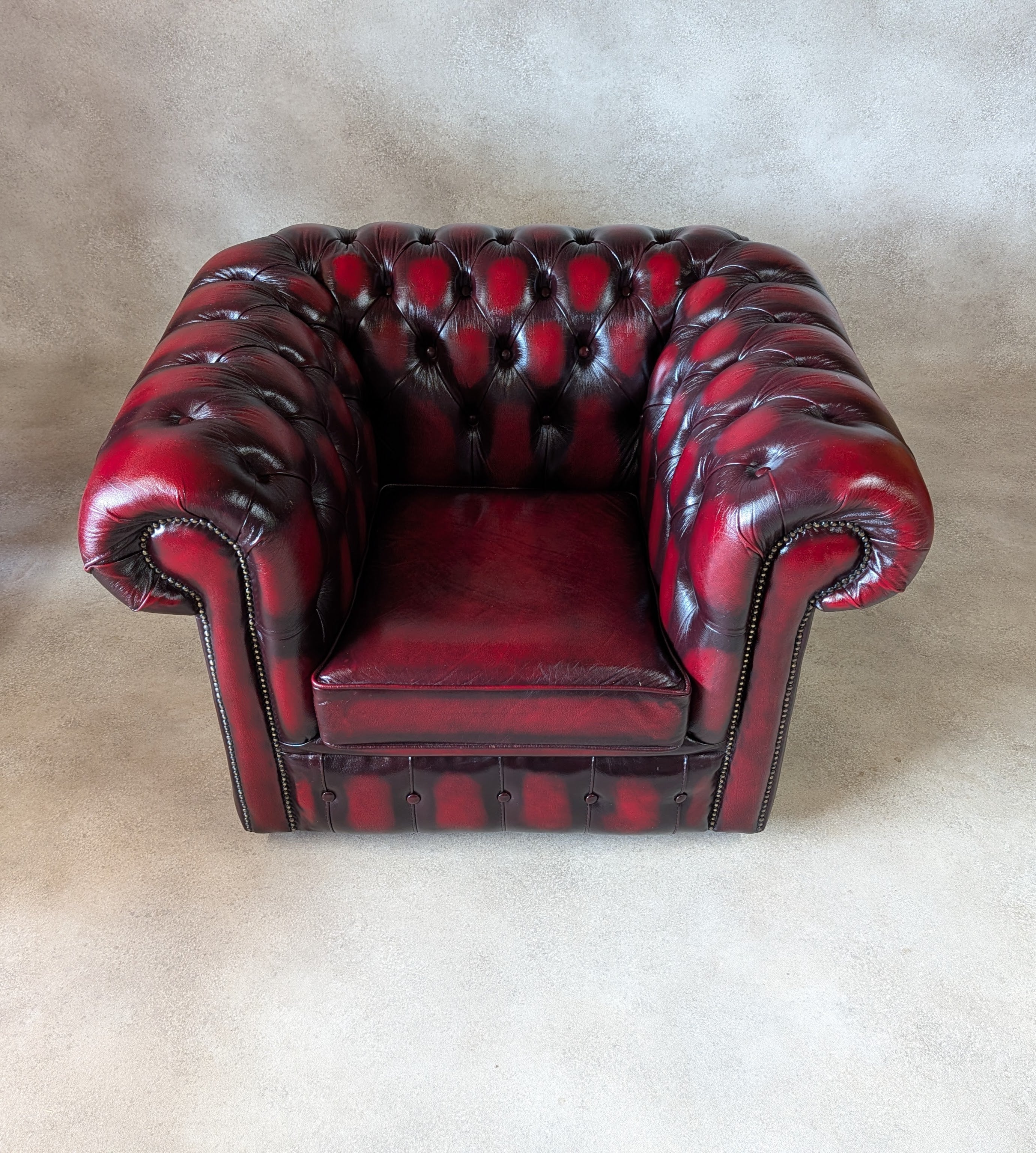 Vintage Oxblood Red Leather Chesterfield Club Chair Armchair