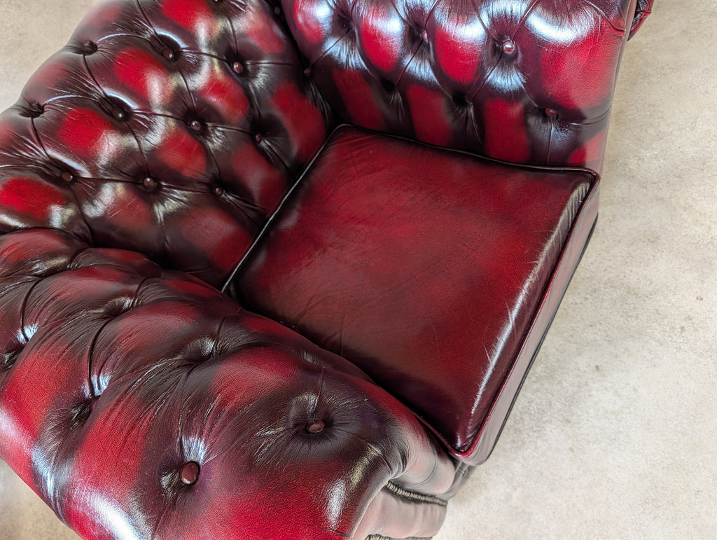 Vintage Oxblood Red Leather Chesterfield Club Chair Armchair