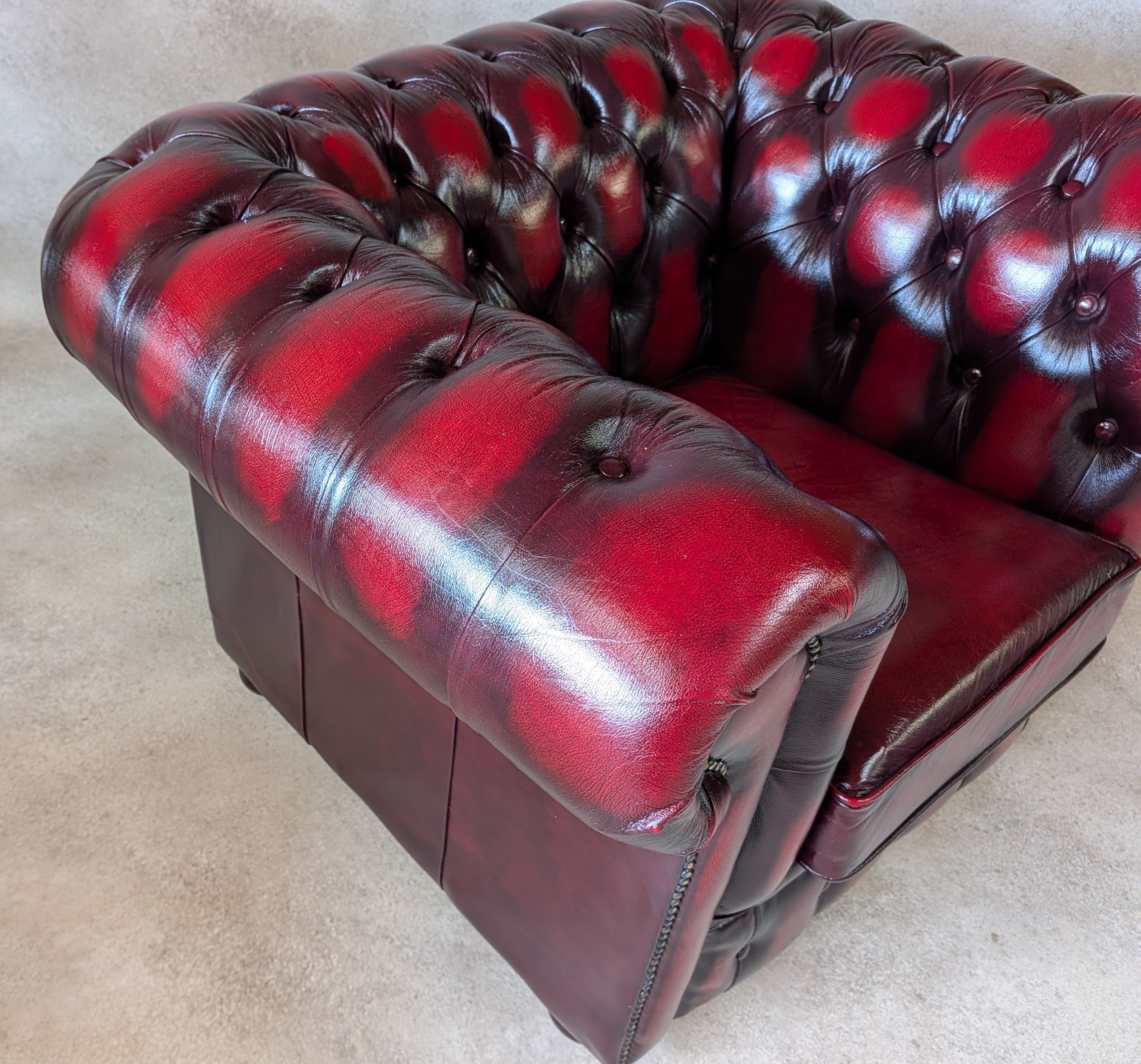 Vintage Oxblood Red Leather Chesterfield Club Chair Armchair