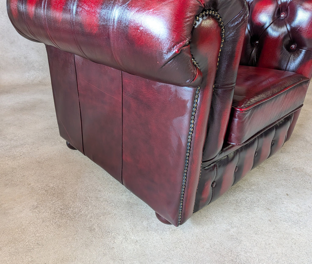 Vintage Oxblood Red Leather Chesterfield Club Chair Armchair