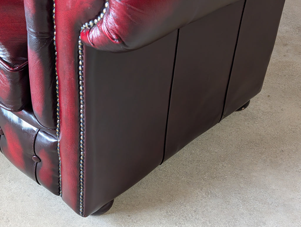 Vintage Oxblood Red Leather Chesterfield Club Chair Armchair