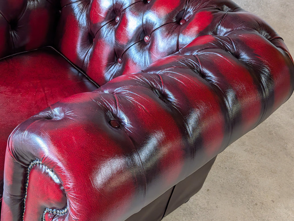 Vintage Oxblood Red Leather Chesterfield Club Chair Armchair