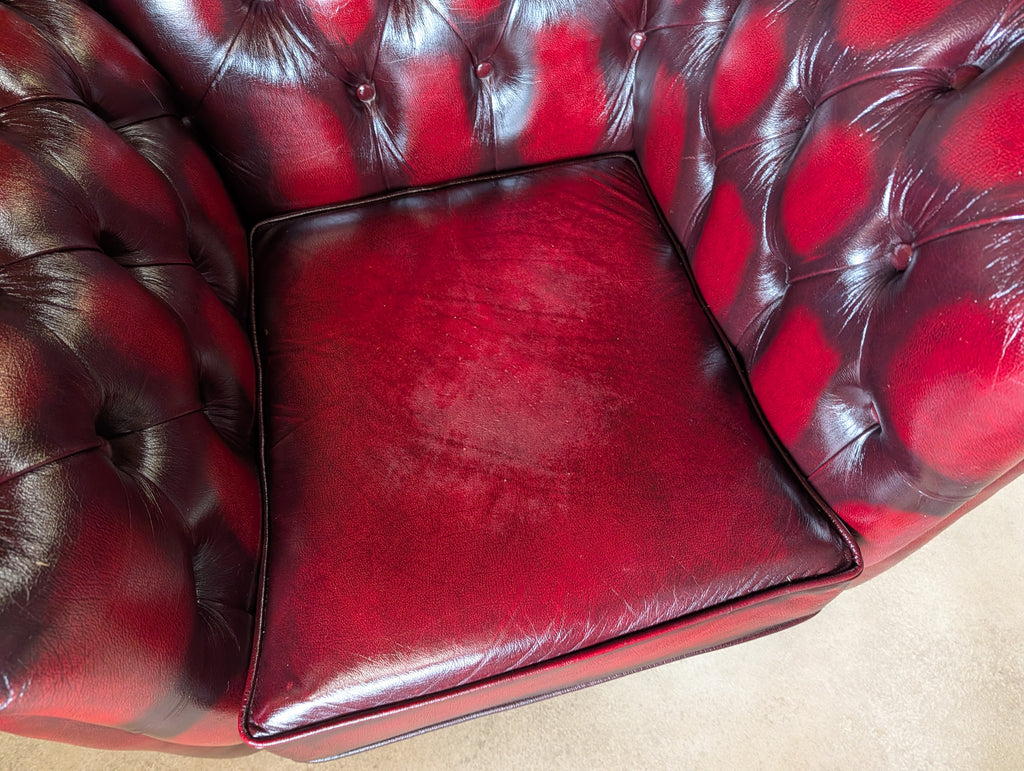 Vintage Oxblood Red Leather Chesterfield Club Chair Armchair