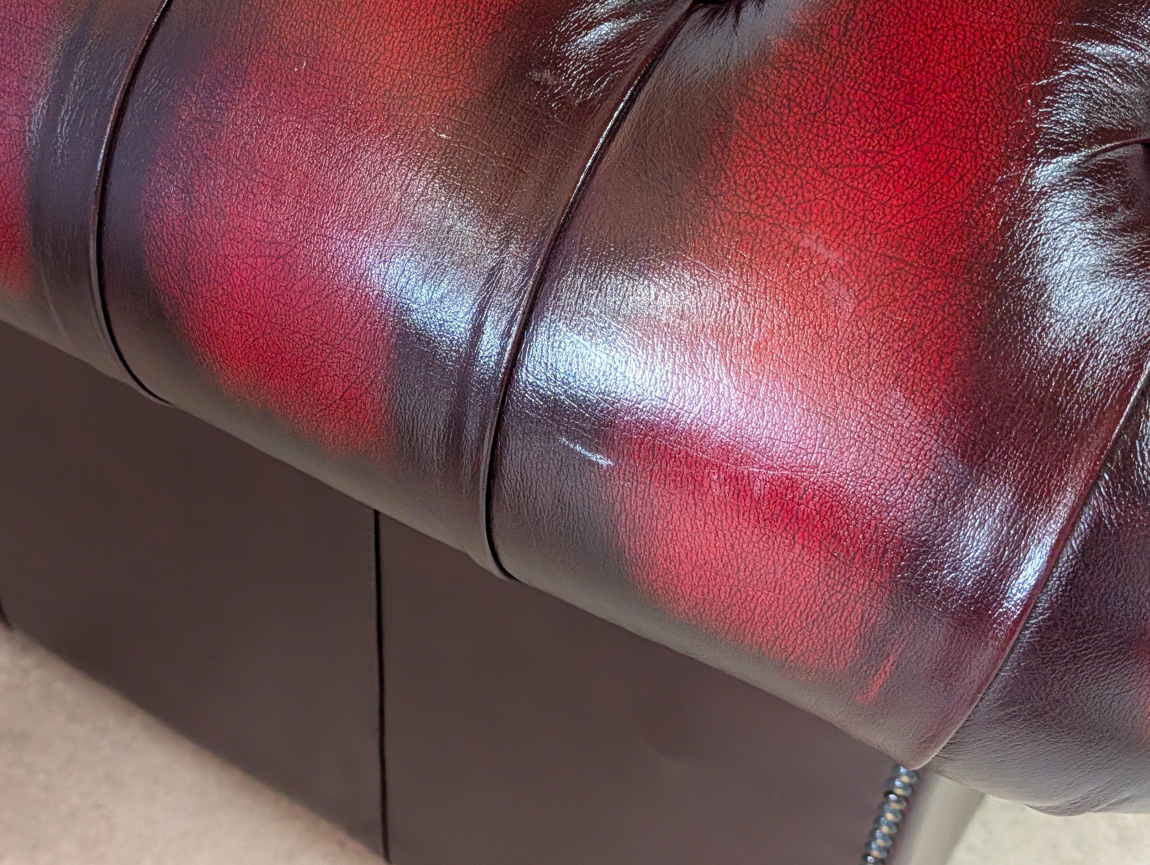 Vintage Oxblood Red Leather Chesterfield Club Chair Armchair
