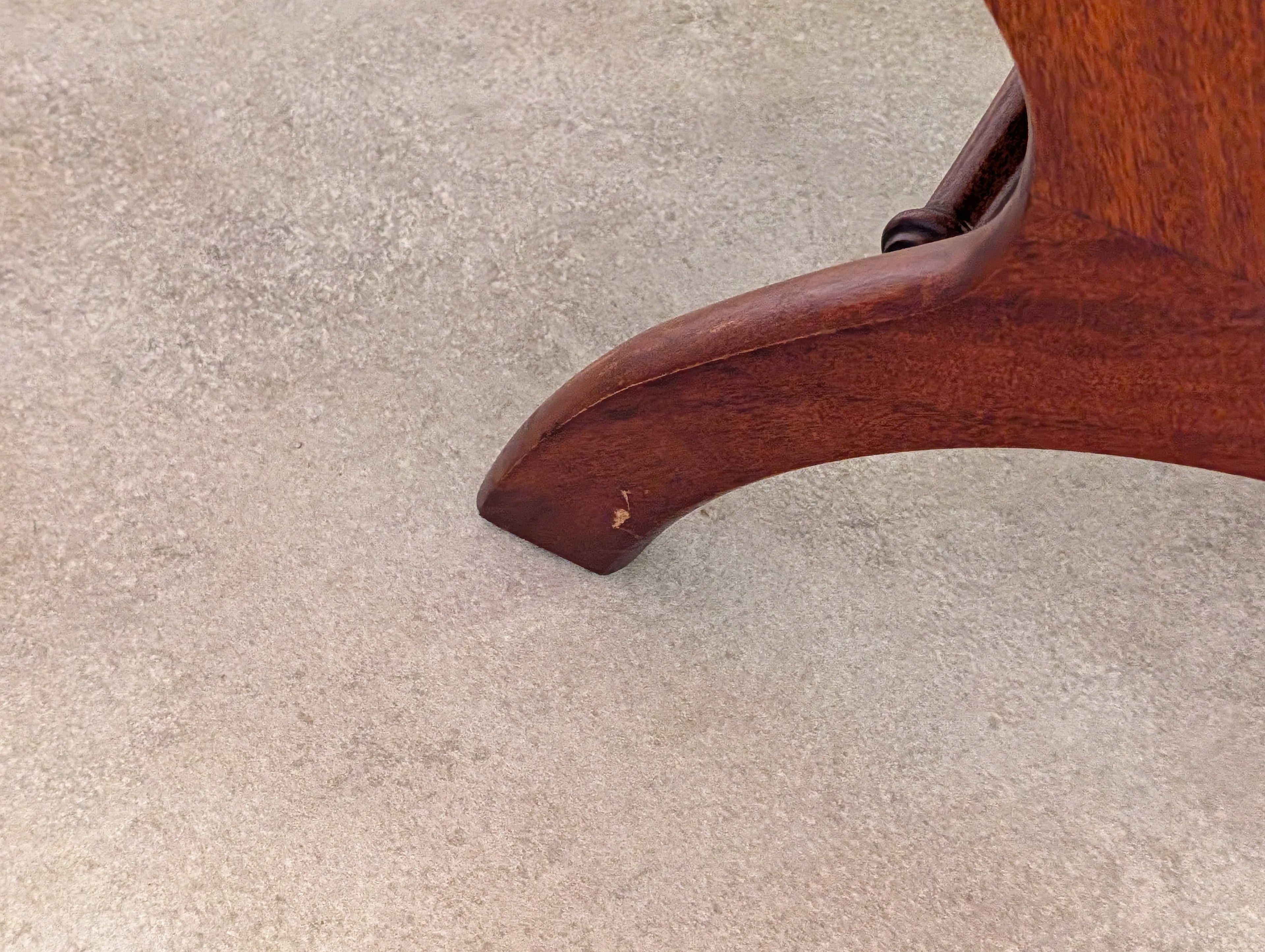 Vintage Green Leather Chesterfield Mahogany Slipper Chairs 'S' Scroll Arm Chair