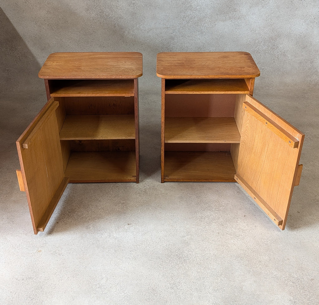 Pair Of Mid Century Heals STYLE Oak Bedside Cabinets Vintage Night Stands
