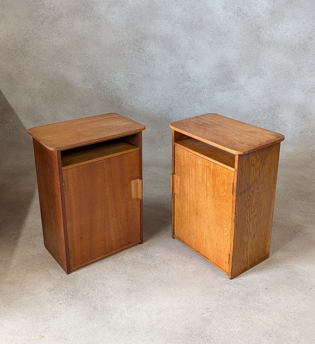 Pair Of Mid Century Heals STYLE Oak Bedside Cabinets Vintage Night Stands