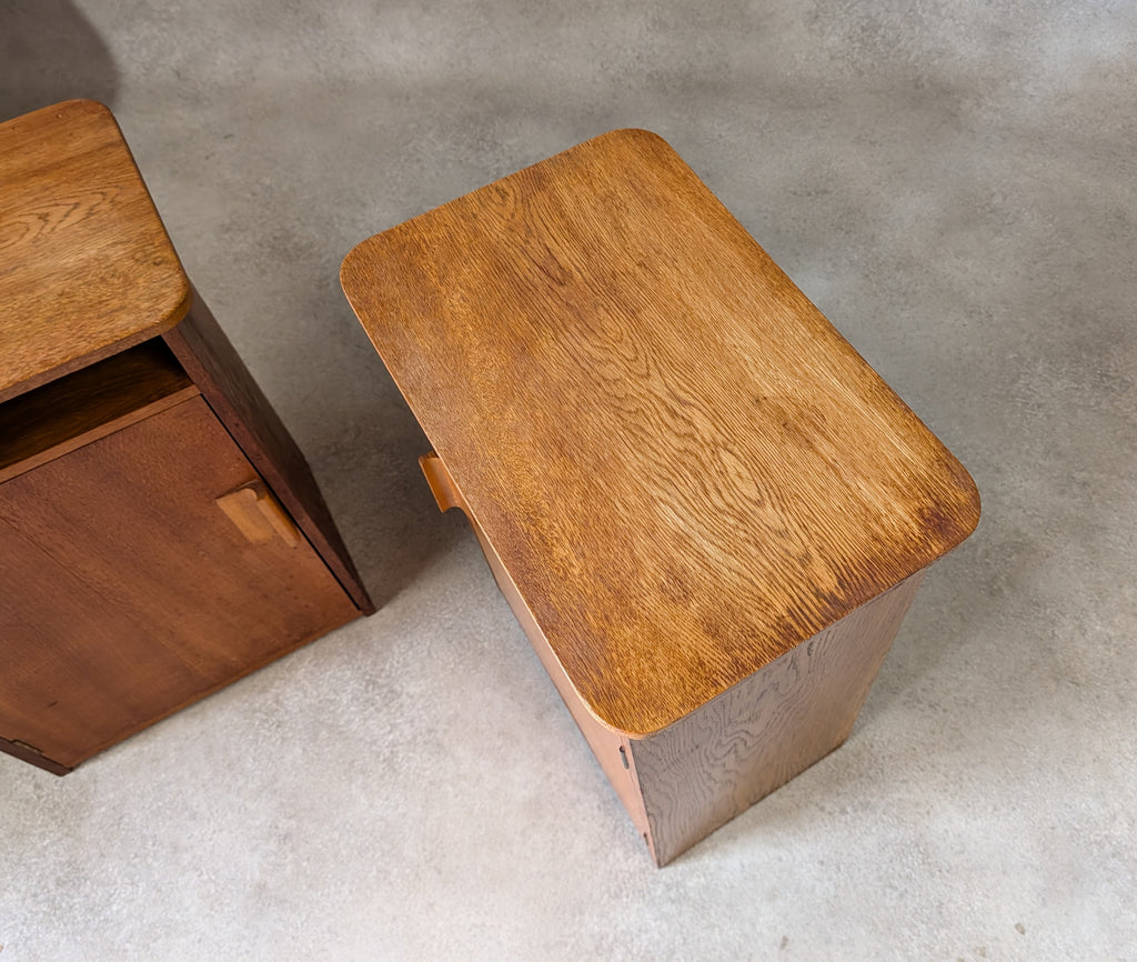 Pair Of Mid Century Heals STYLE Oak Bedside Cabinets Vintage Night Stands