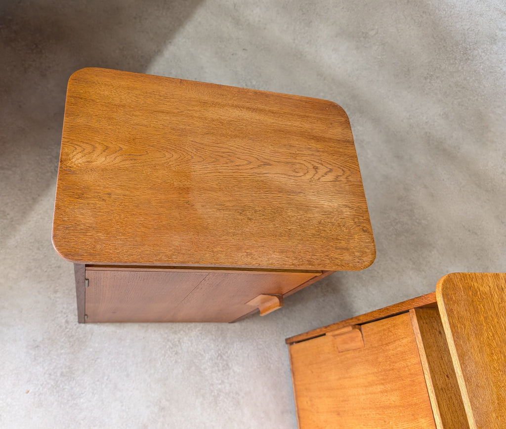 Pair Of Mid Century Heals STYLE Oak Bedside Cabinets Vintage Night Stands