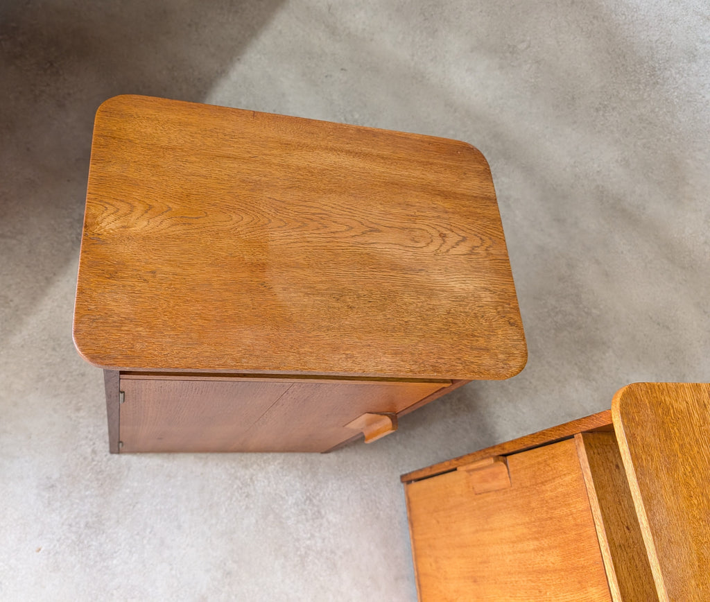 Pair Of Mid Century Heals STYLE Oak Bedside Cabinets Vintage Night Stands