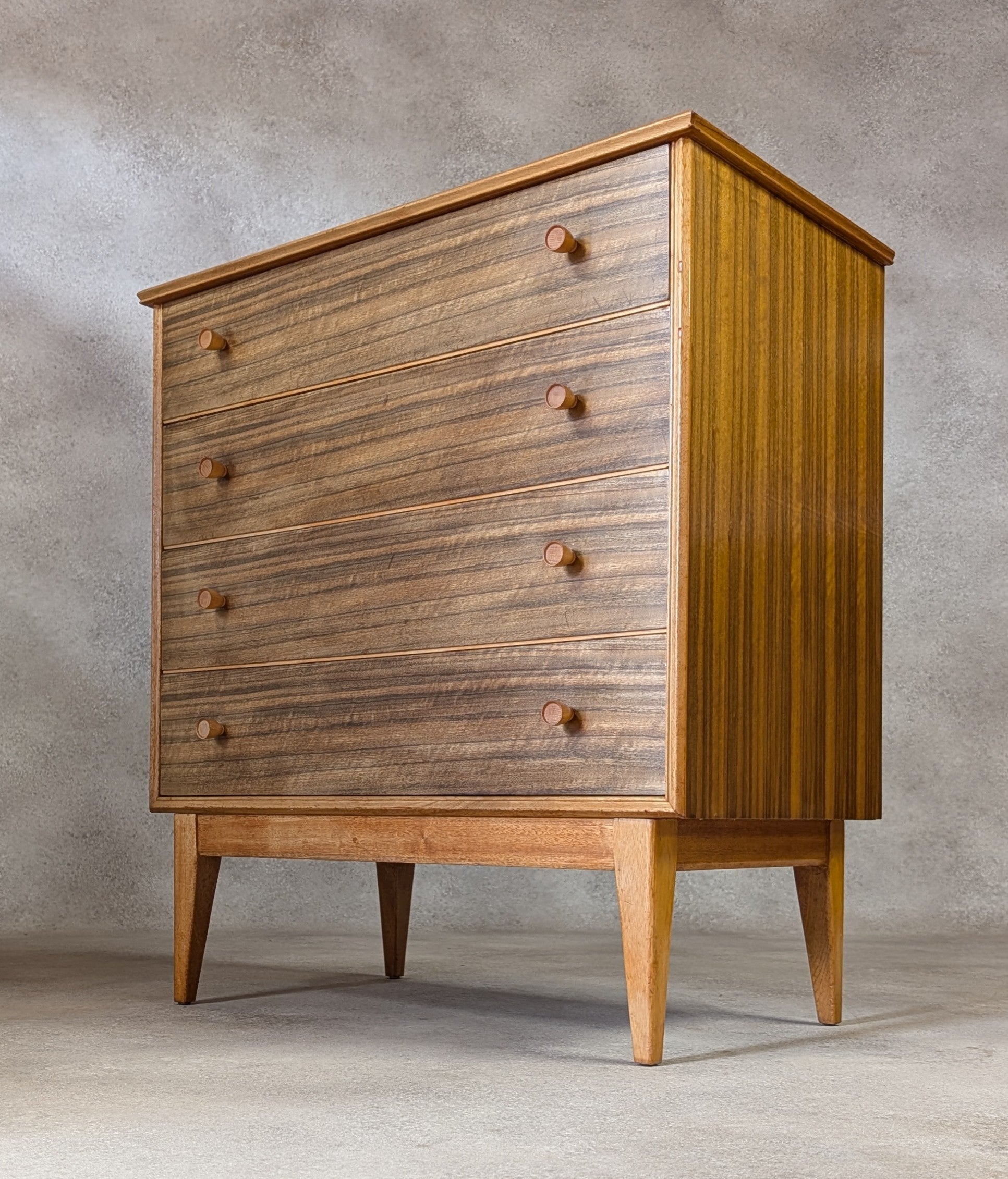 Mid Century Alfred Cox Walnut Chest Of Drawers Vintage 1960s