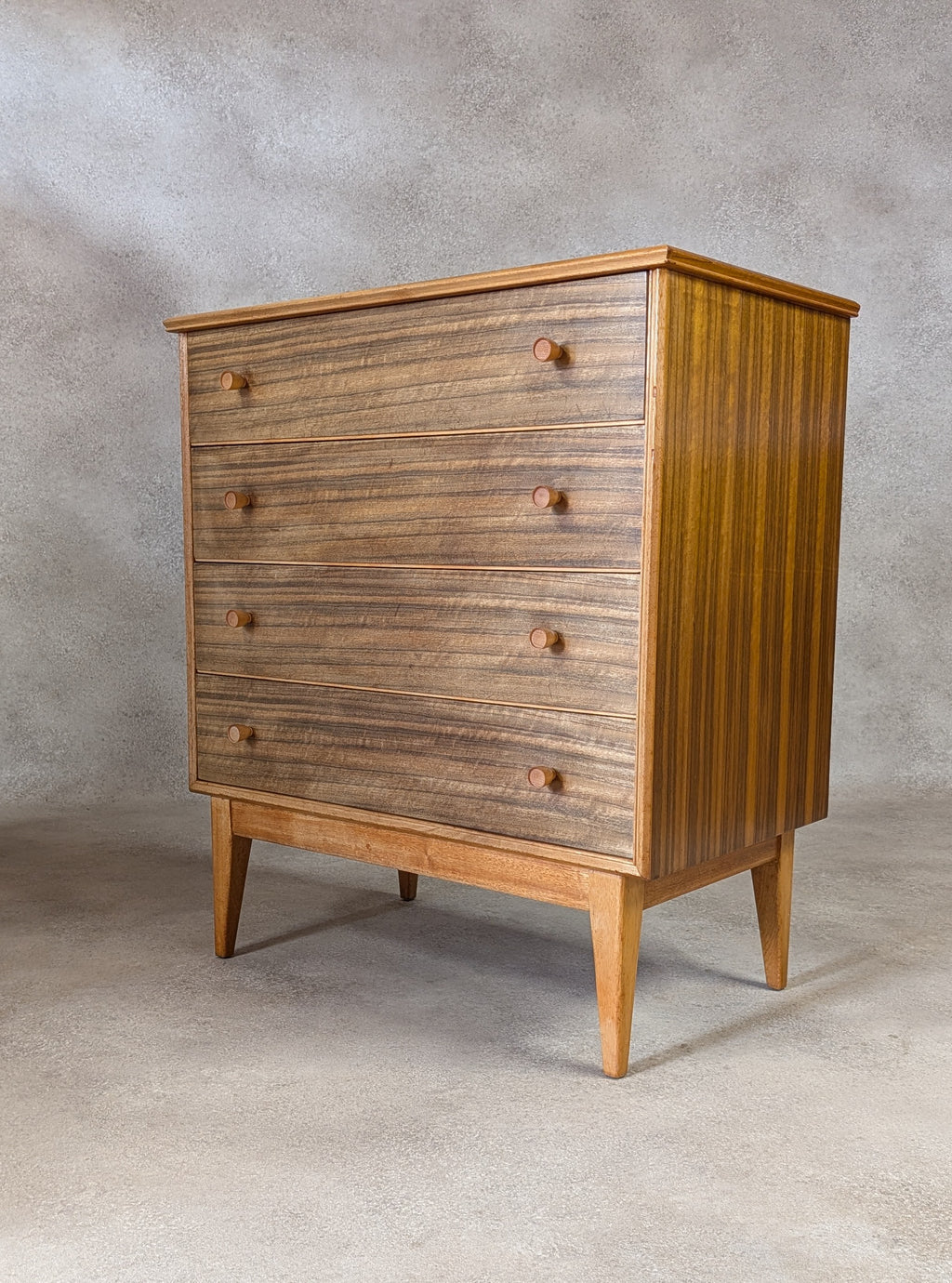 Mid Century Alfred Cox Walnut Chest Of Drawers Vintage 1960s