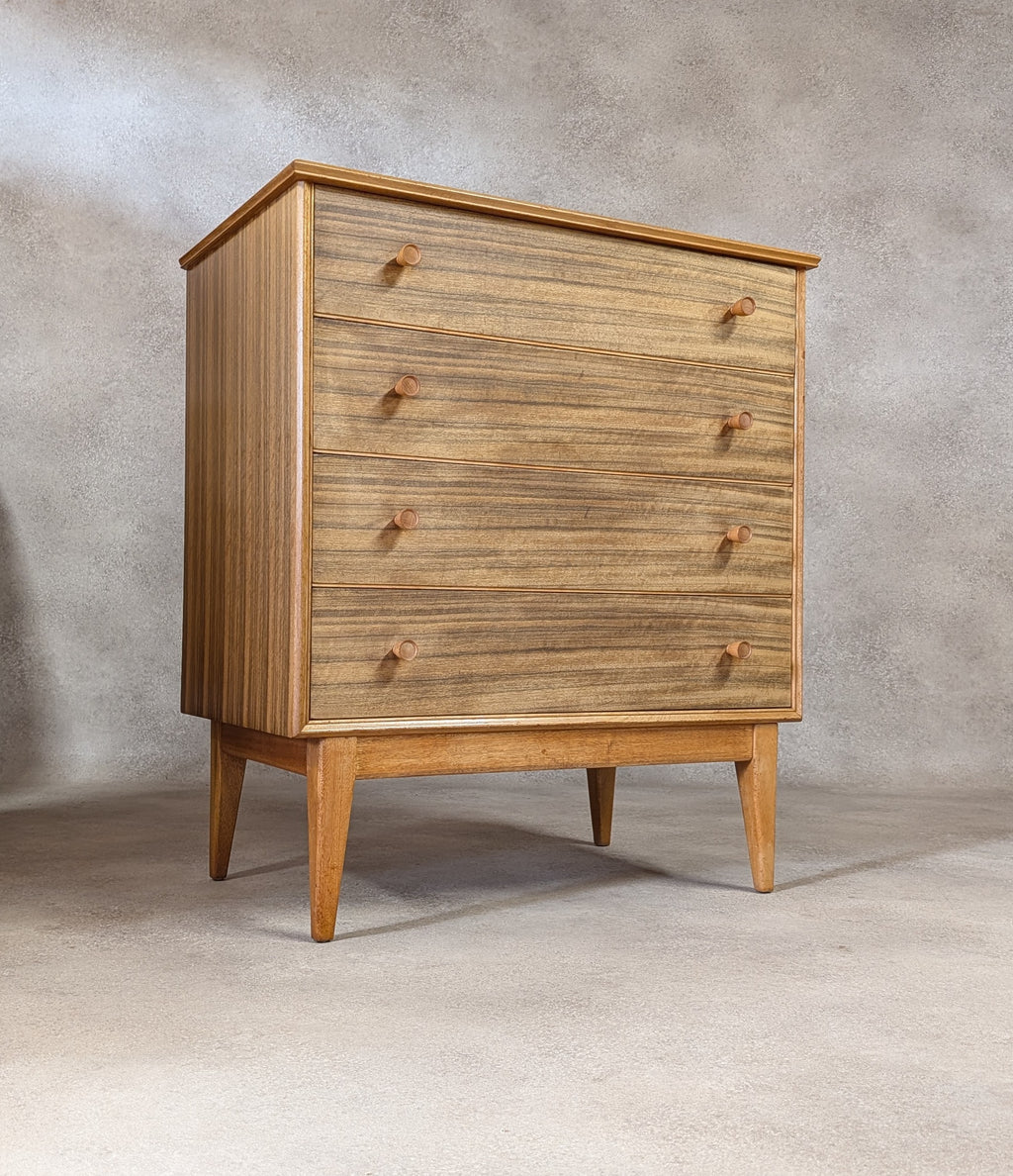 Mid Century Alfred Cox Walnut Chest Of Drawers Vintage 1960s