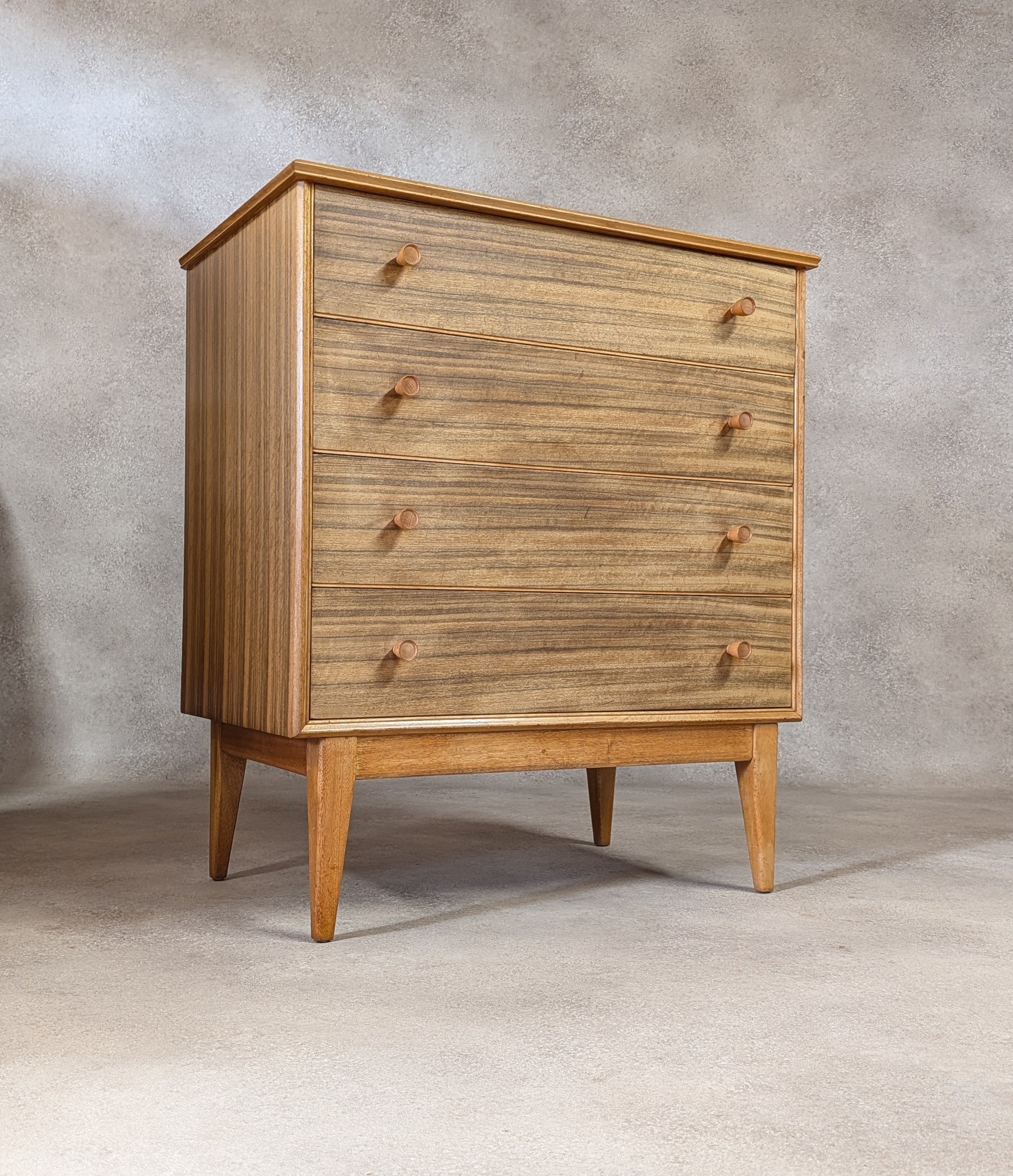 Mid Century Alfred Cox Walnut Chest Of Drawers Vintage 1960s