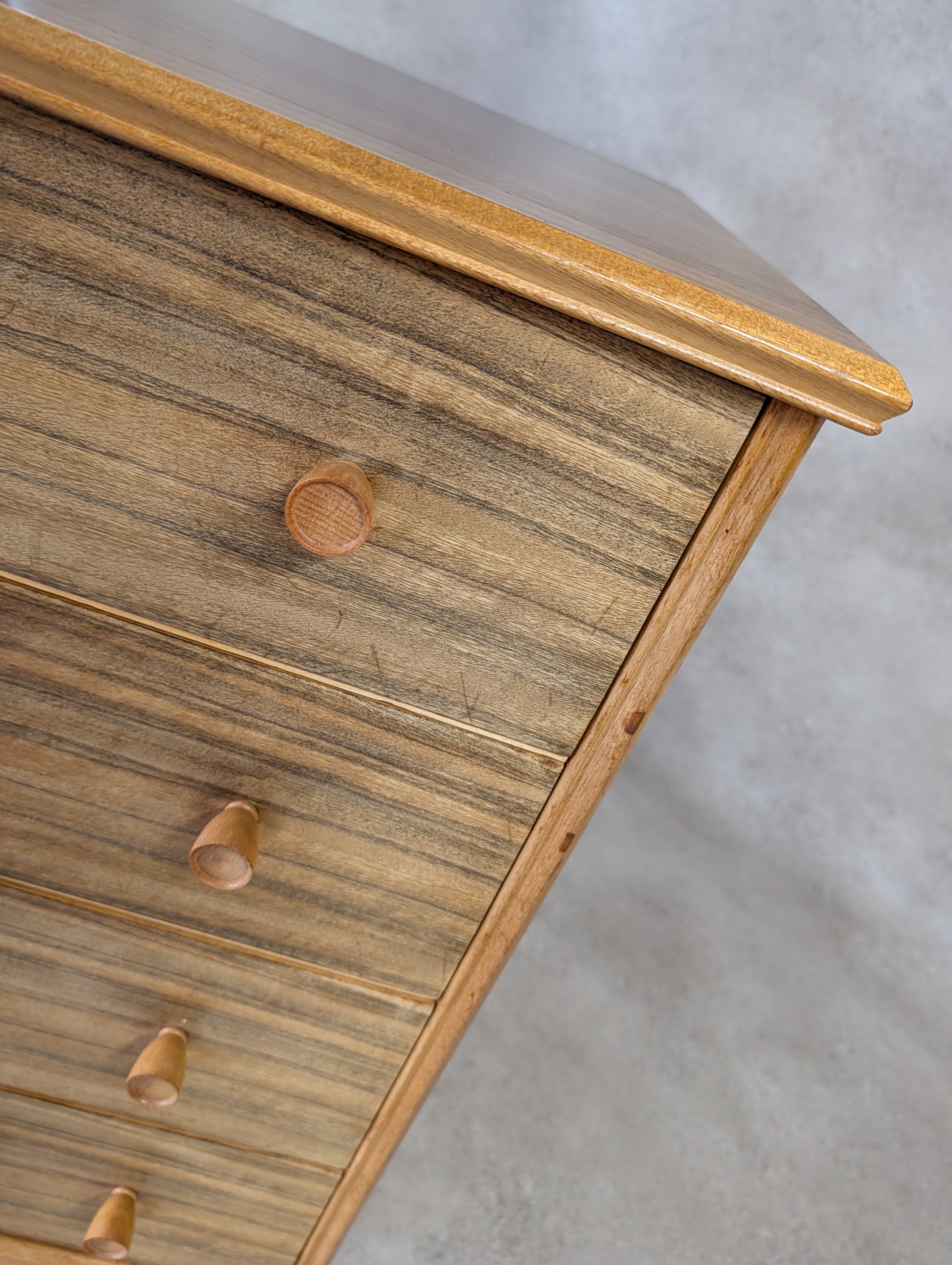 Mid Century Alfred Cox Walnut Chest Of Drawers Vintage 1960s
