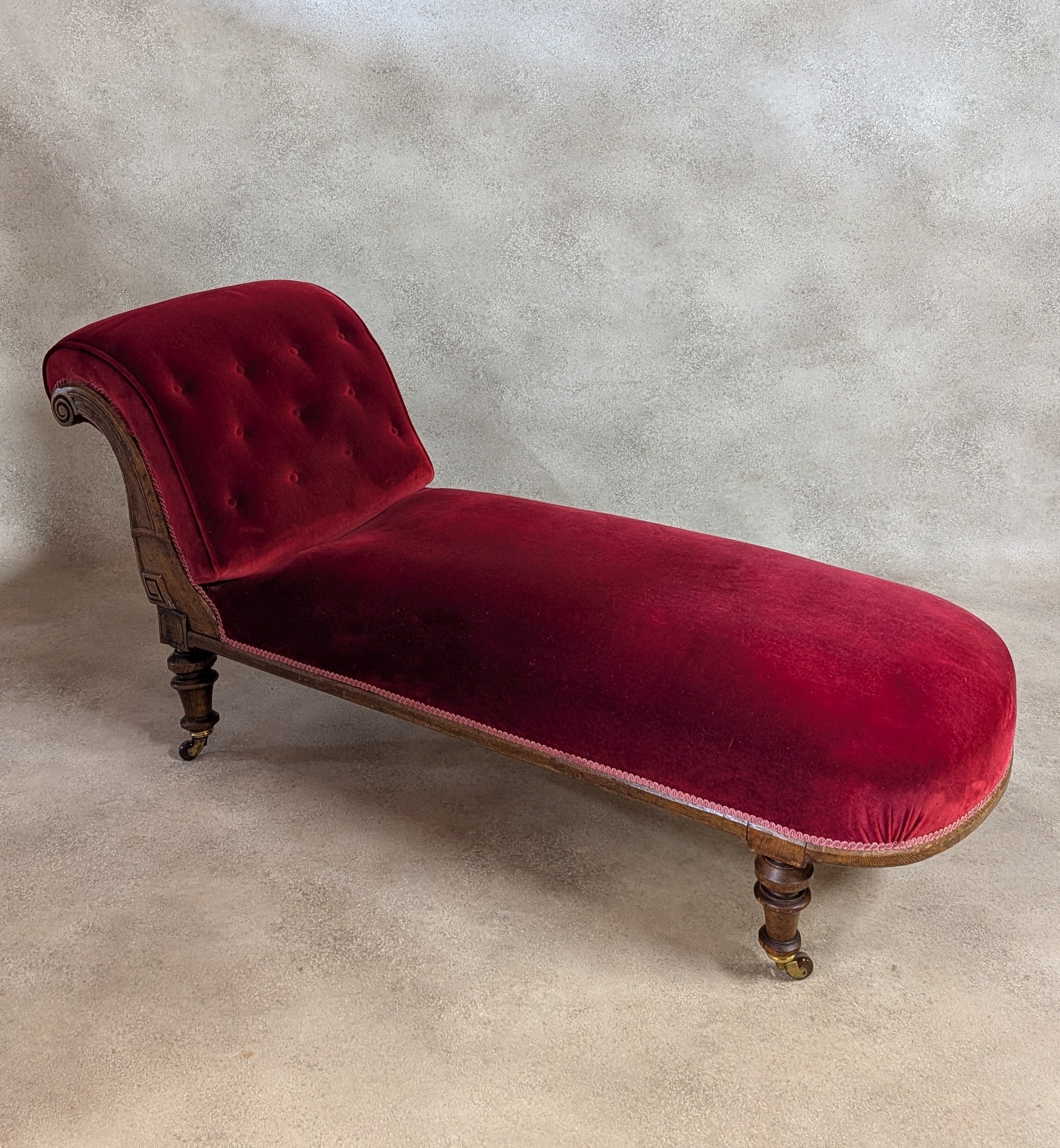 Victorian Scroll End Antique Chaise Longue Oak Lounge Sofa Day Bed