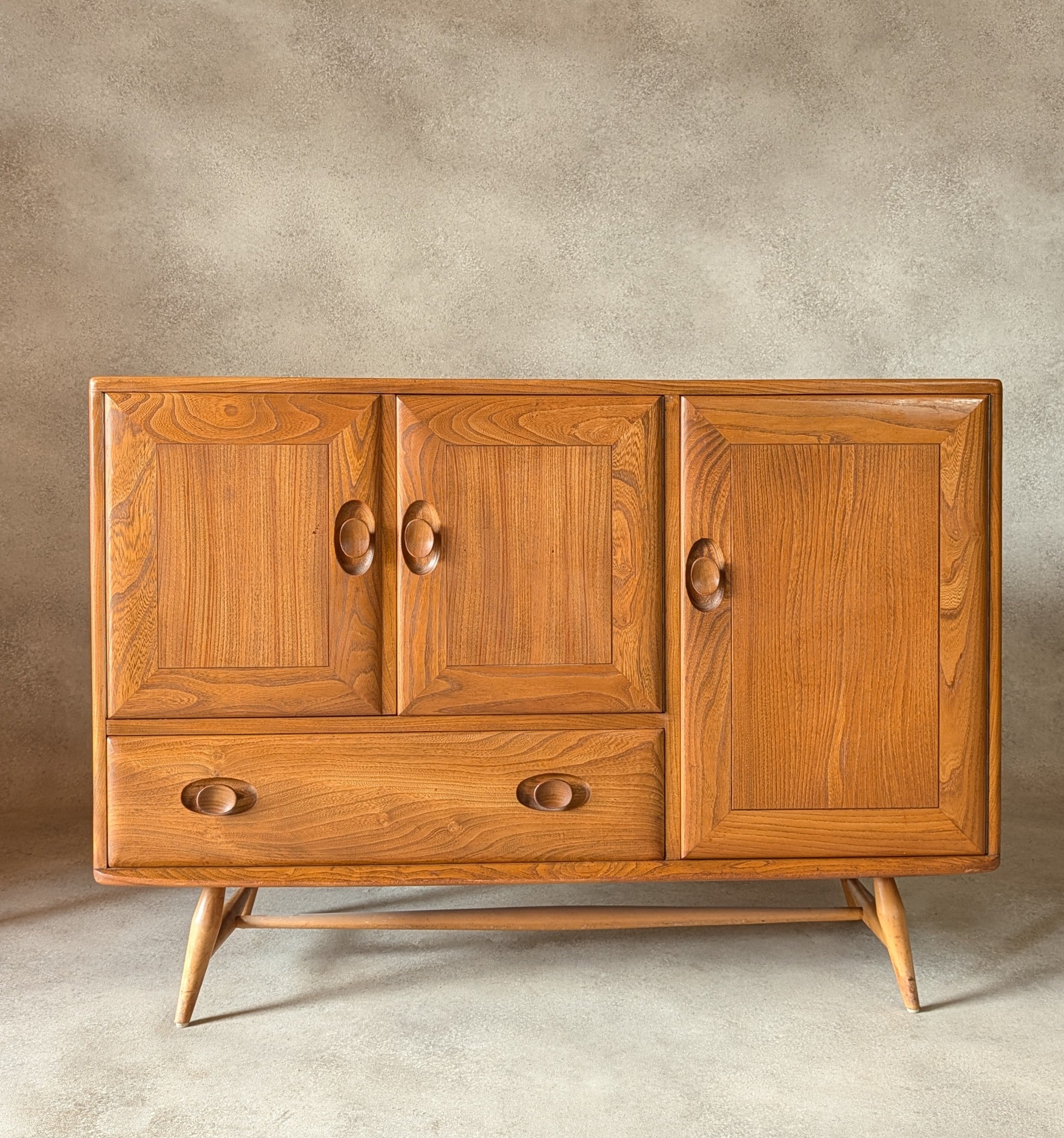 Vintage Ercol 467 Blonde Elm Windsor Sideboard 1960s
