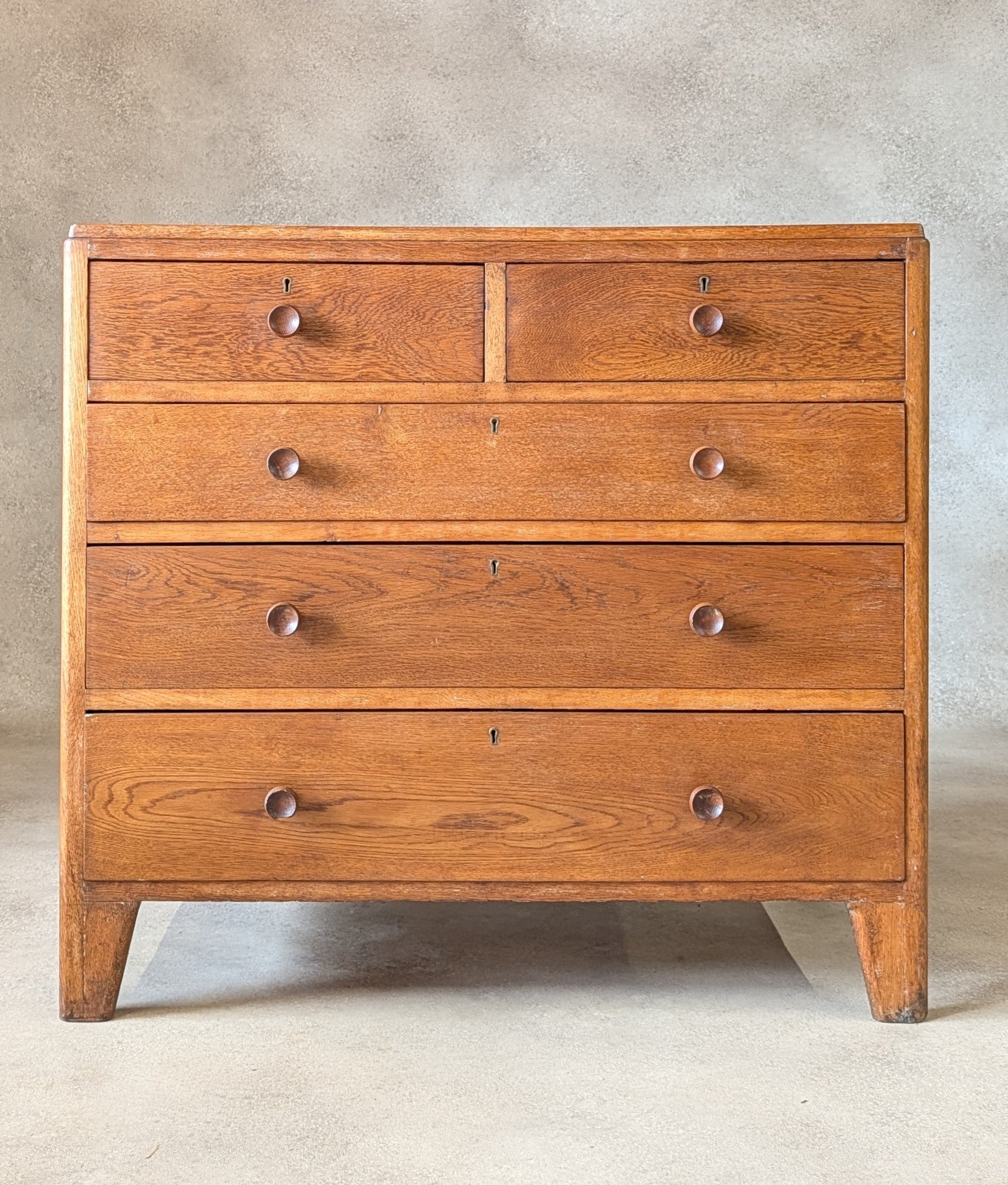 Mid Century Oak Rustic Chest Of Drawers Vintage C.1950