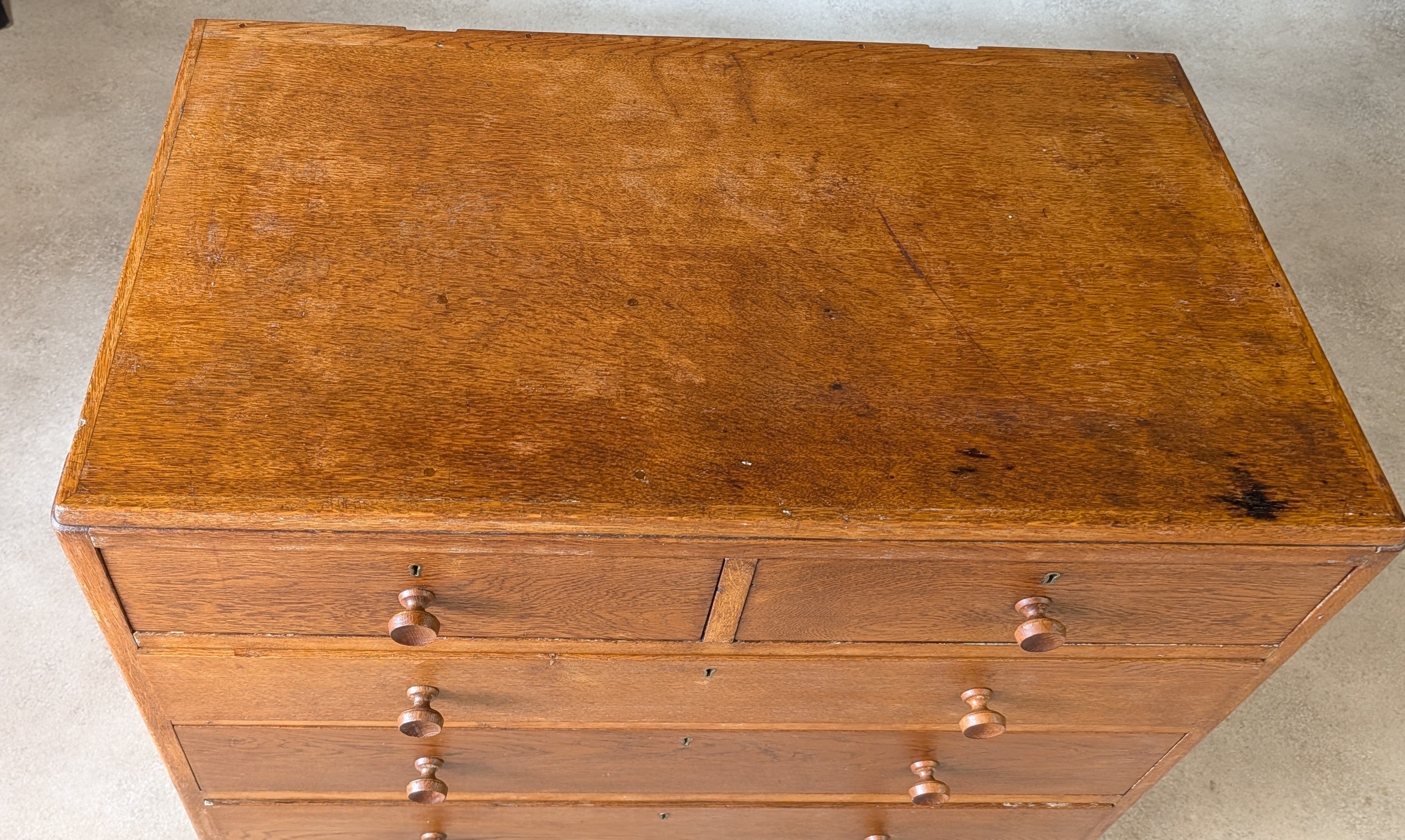 Mid Century Oak Rustic Chest Of Drawers Vintage C.1950