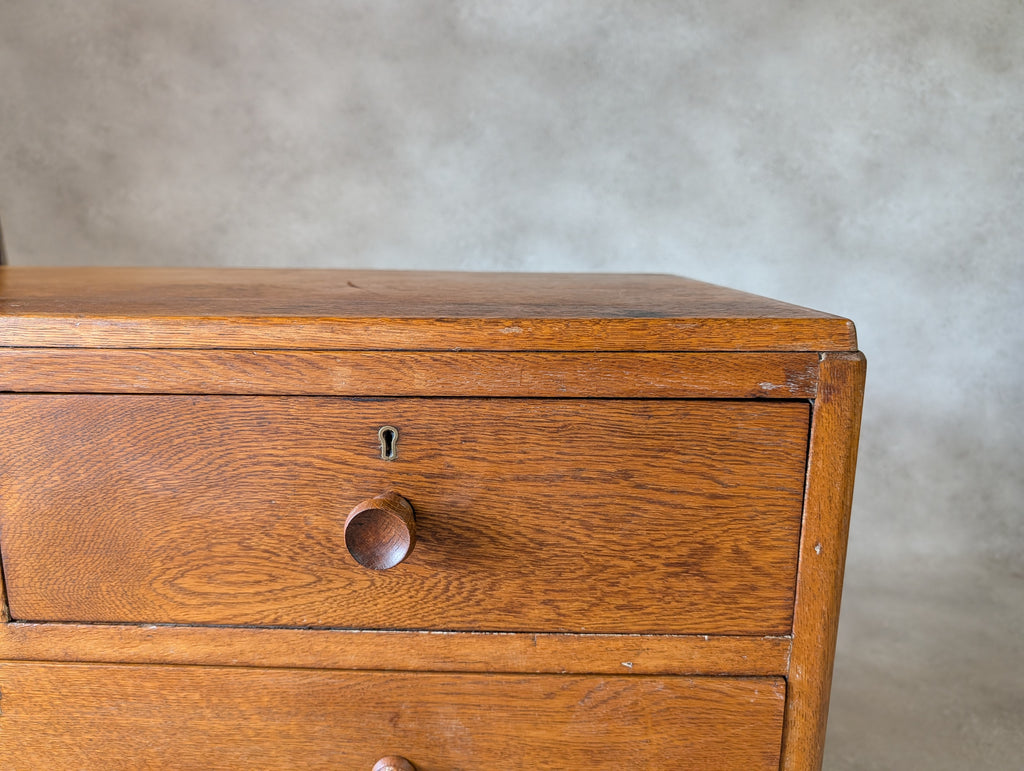 Mid Century Oak Rustic Chest Of Drawers Vintage C.1950