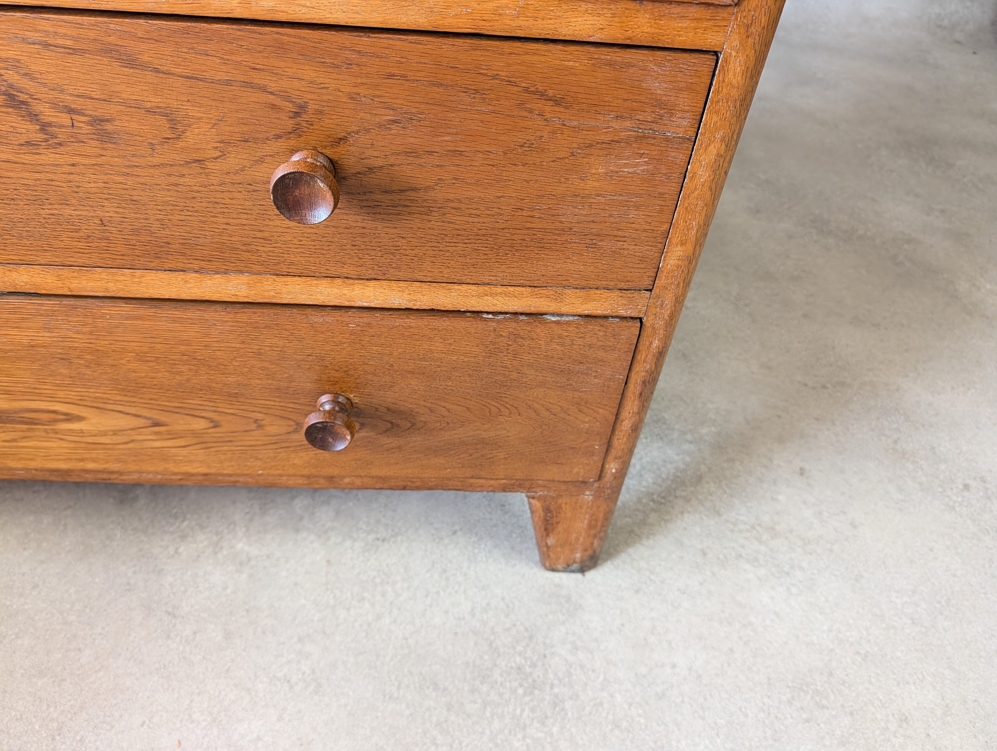 Mid Century Oak Rustic Chest Of Drawers Vintage C.1950
