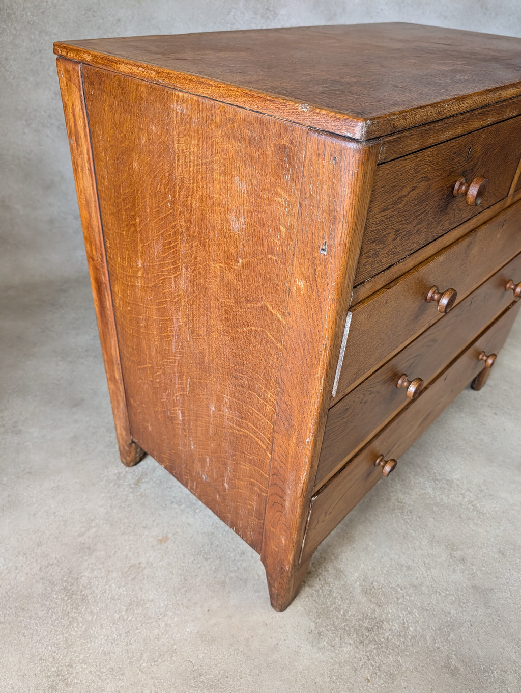 Mid Century Oak Rustic Chest Of Drawers Vintage C.1950