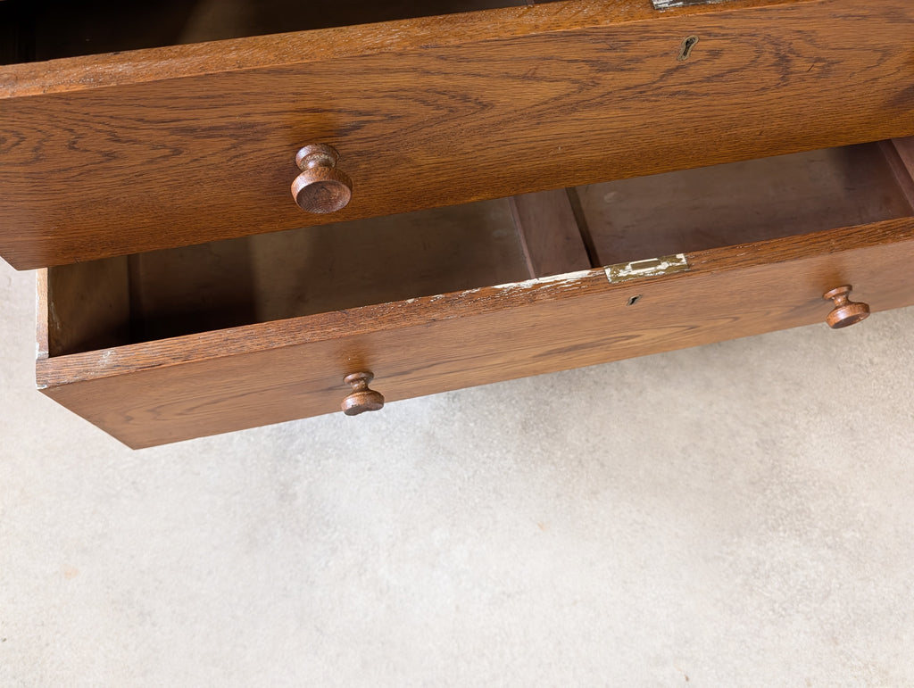 Mid Century Oak Rustic Chest Of Drawers Vintage C.1950