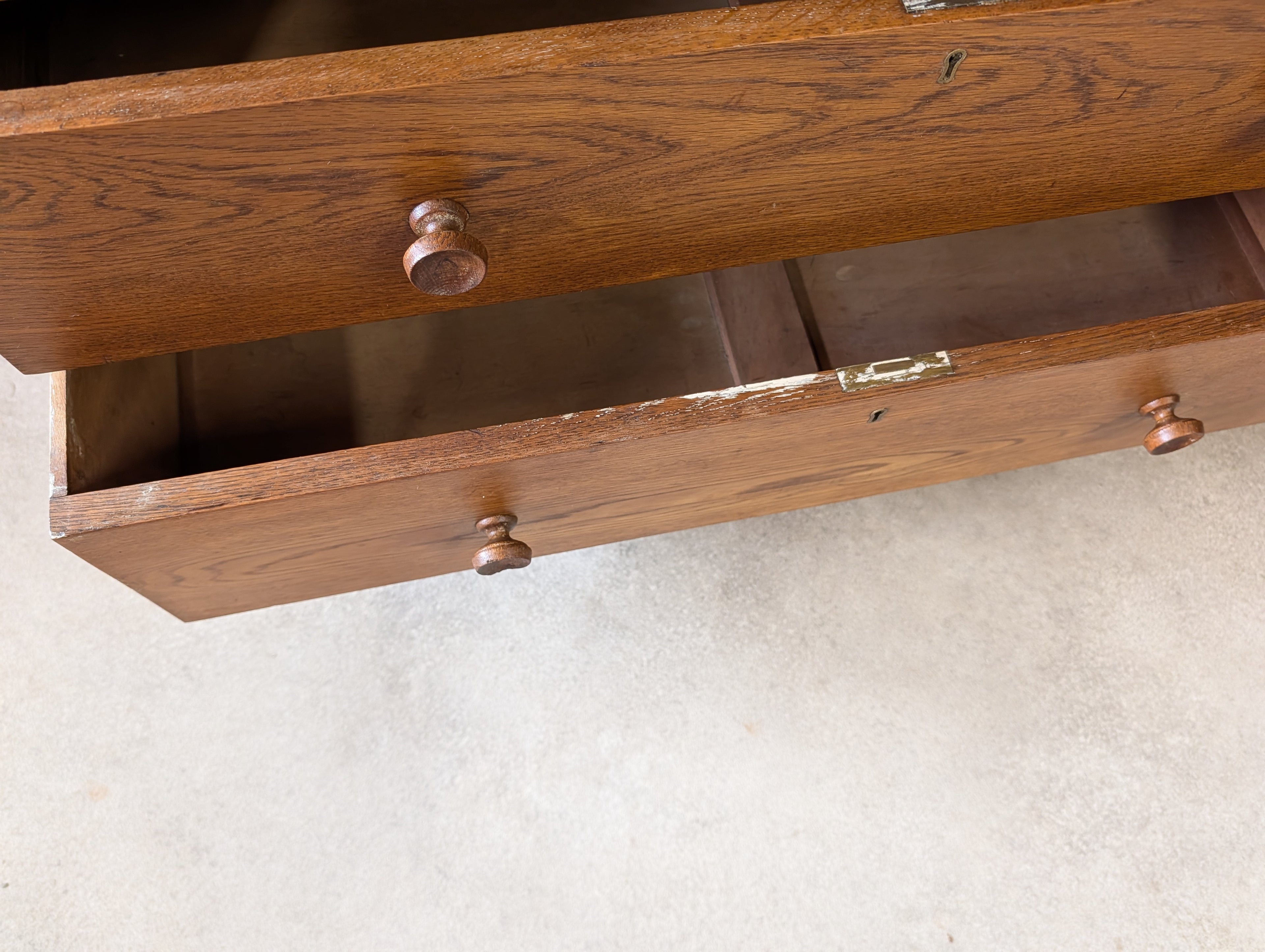 Mid Century Oak Rustic Chest Of Drawers Vintage C.1950