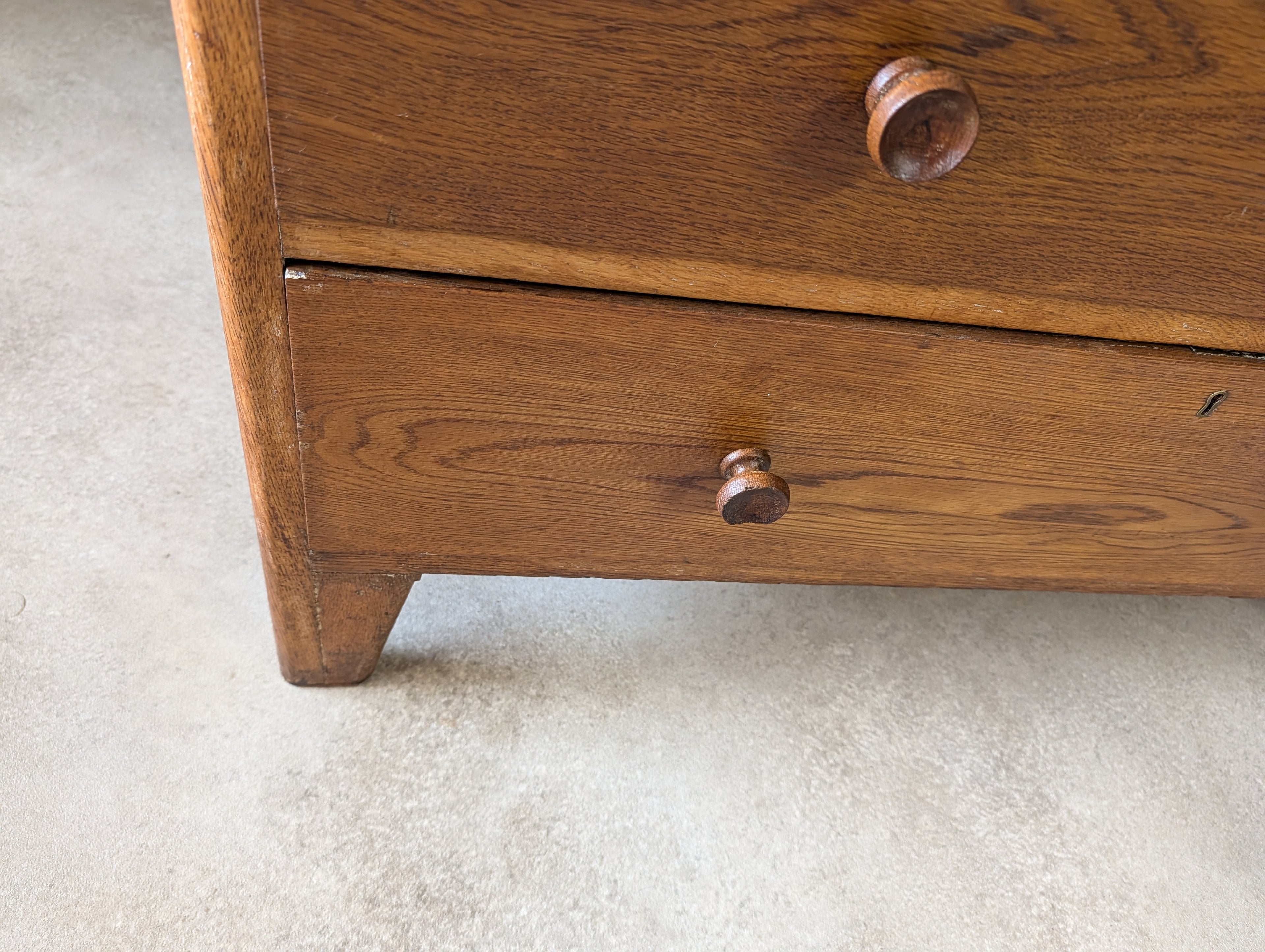 Mid Century Oak Rustic Chest Of Drawers Vintage C.1950
