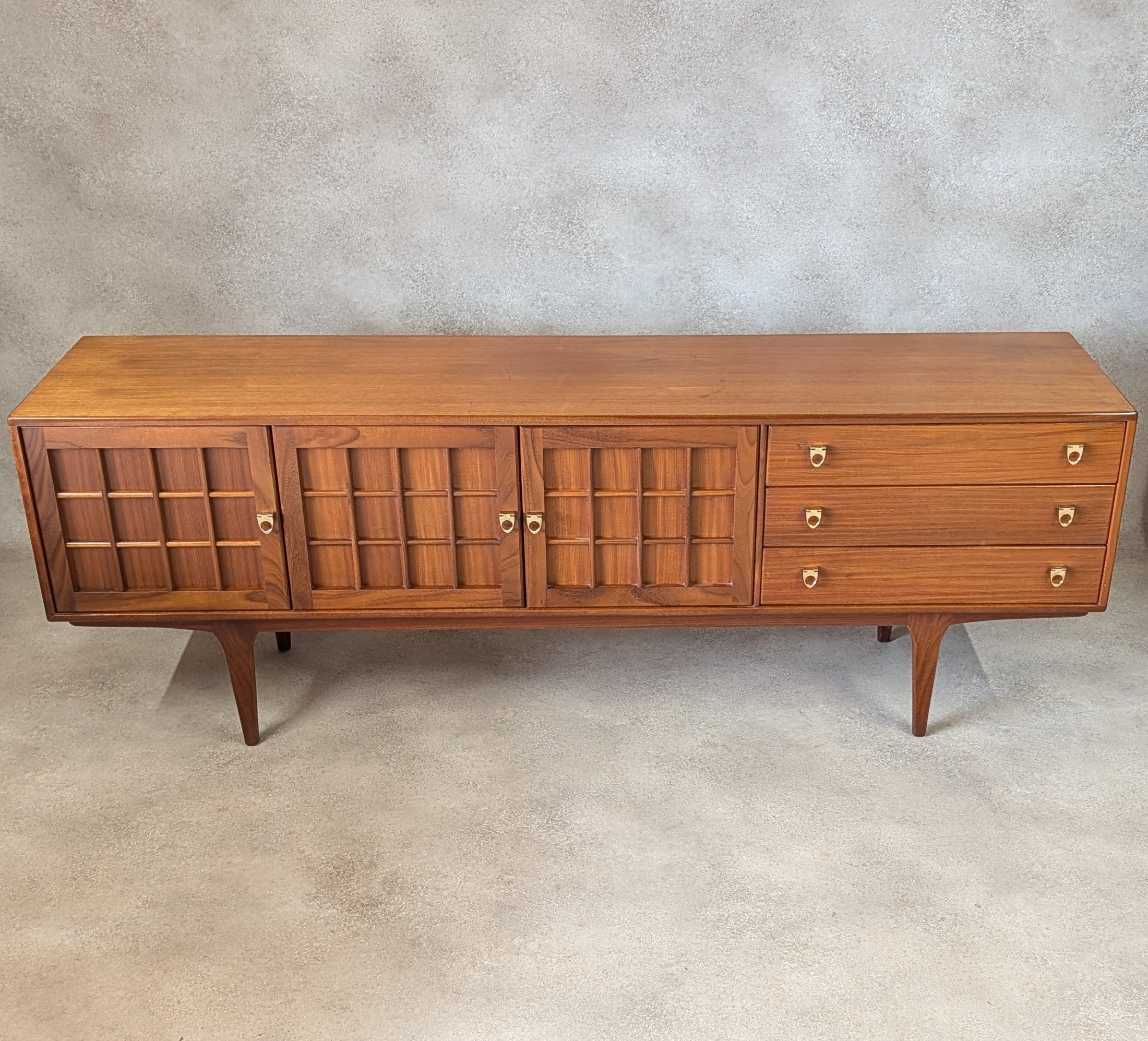 Mid Century Younger Teak Long Sideboard Vintage 1960s