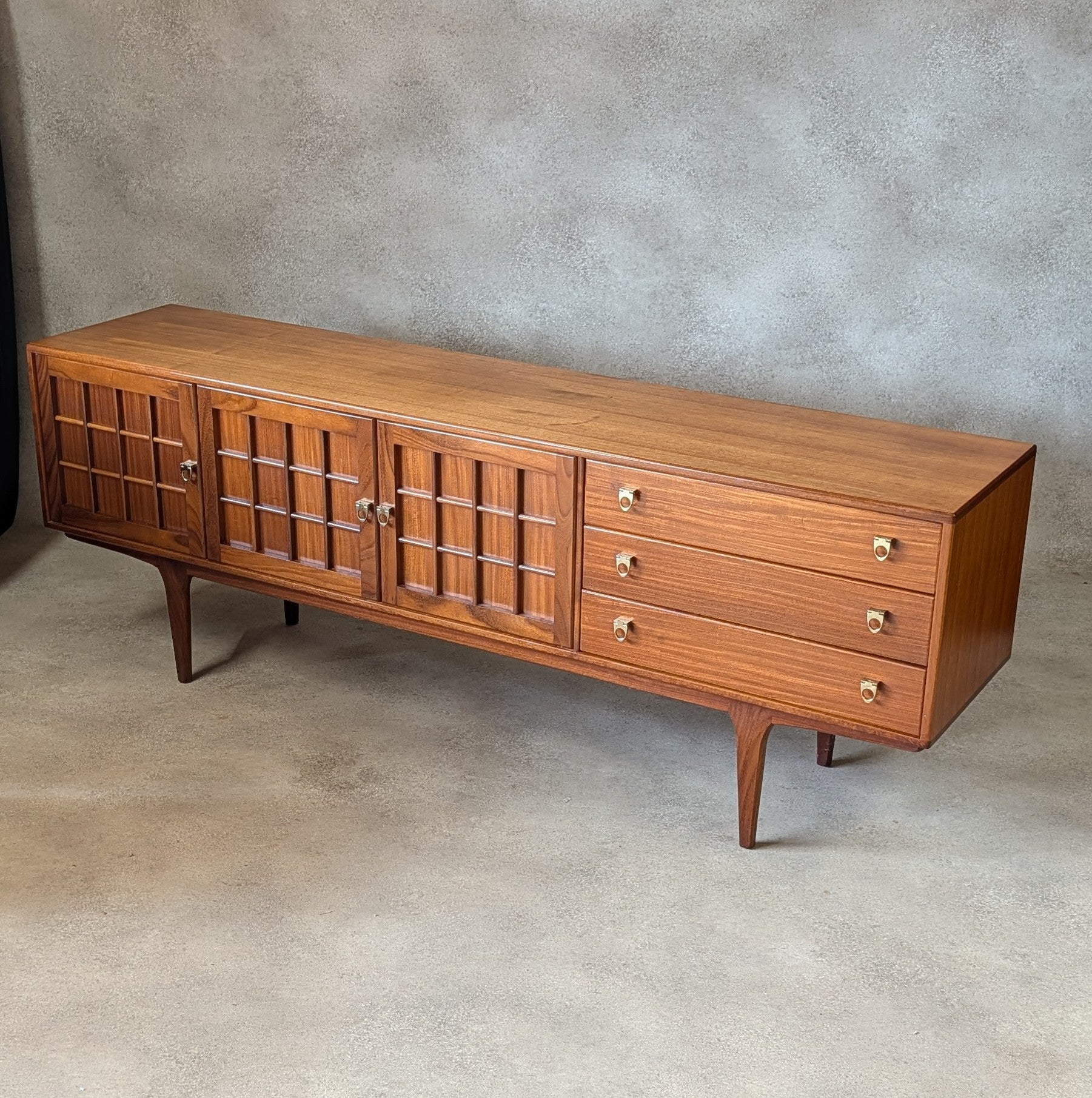 Mid Century Younger Teak Long Sideboard Vintage 1960s